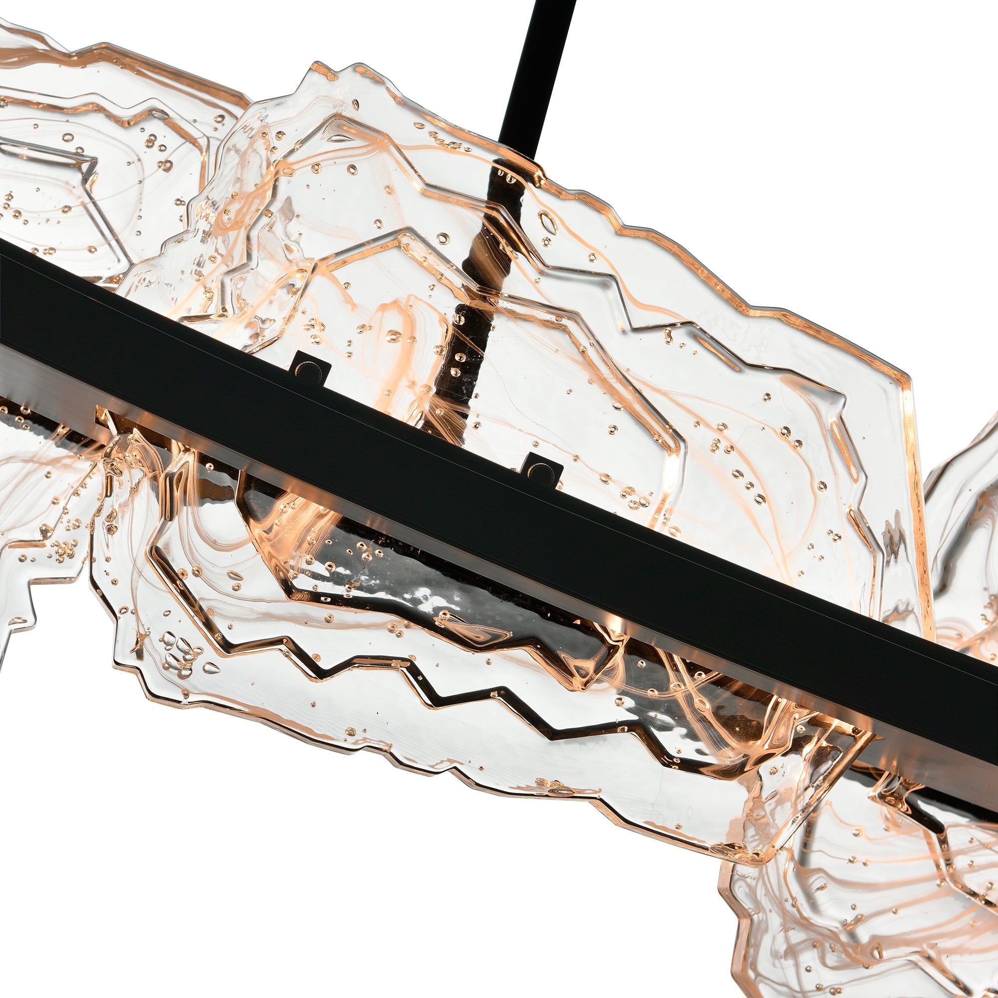 Arcus Integrated LED 50in Black Chandelier with Handcrafted Glass - CWI Lighting