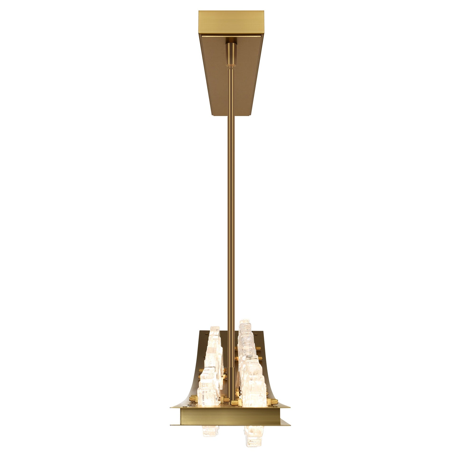 Arcus Integrated LED 50in Brass Chandelier with Handcrafted Glass - CWI Lighting