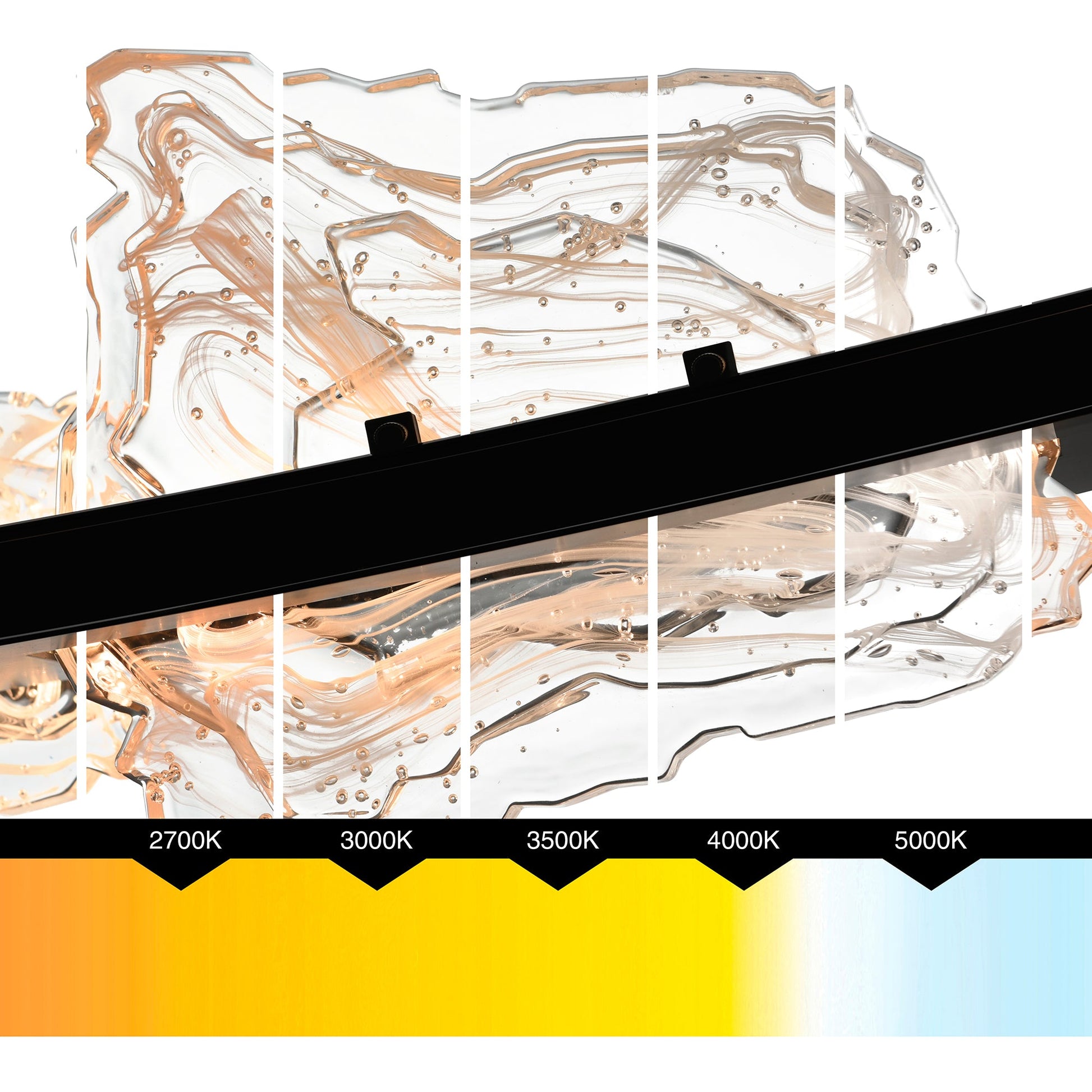 Arcus Integrated LED 70in Black Chandelier with Handcrafted Glass - CWI Lighting