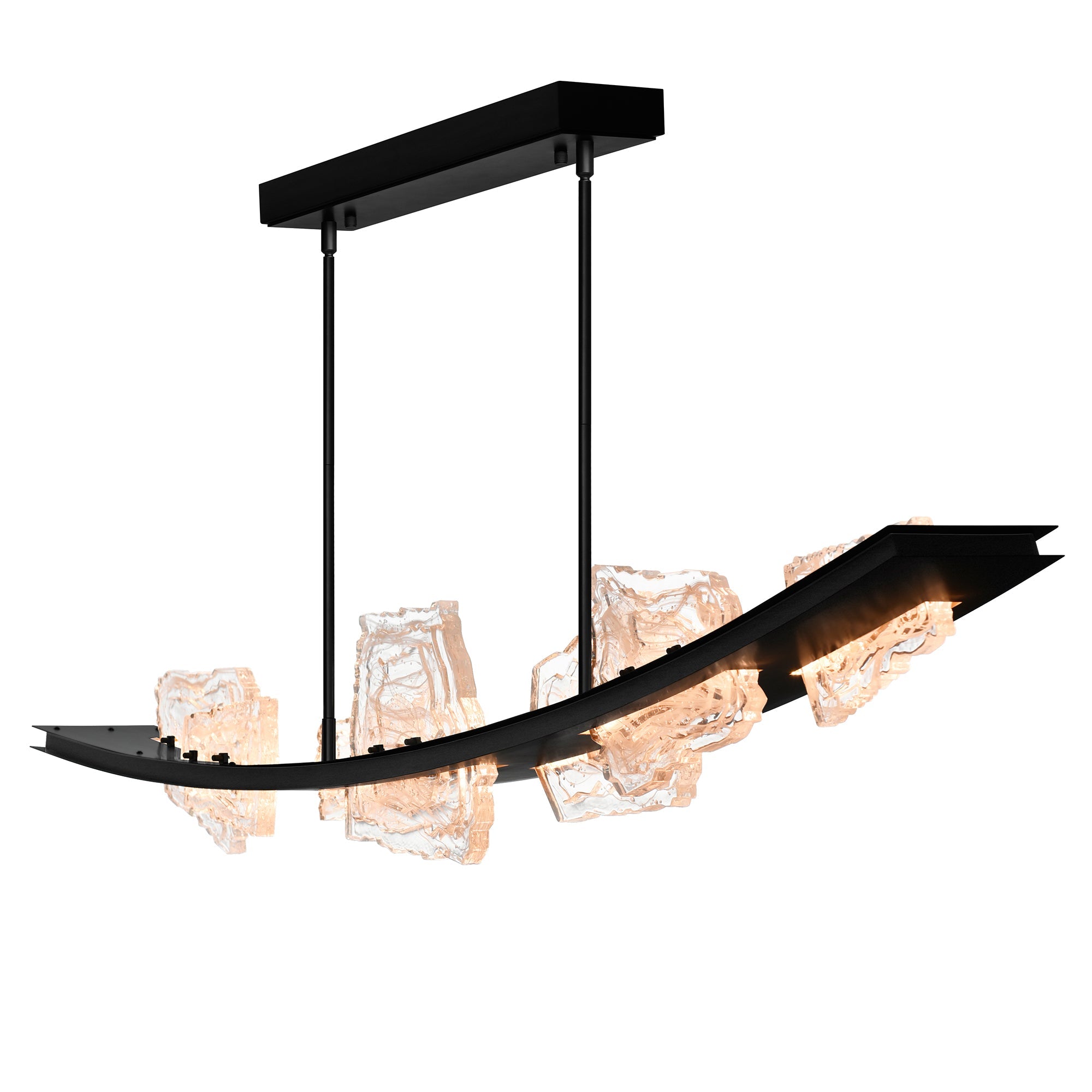 Arcus Integrated LED 70in Black Chandelier with Handcrafted Glass - CWI Lighting