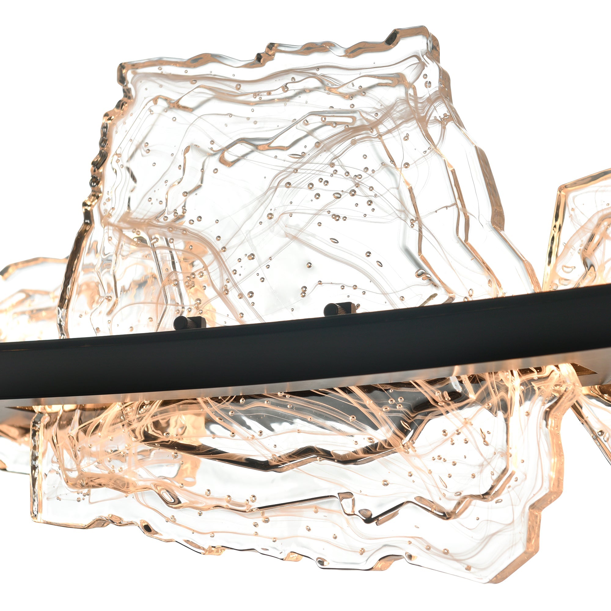 Arcus Integrated LED 70in Black Chandelier with Handcrafted Glass - CWI Lighting
