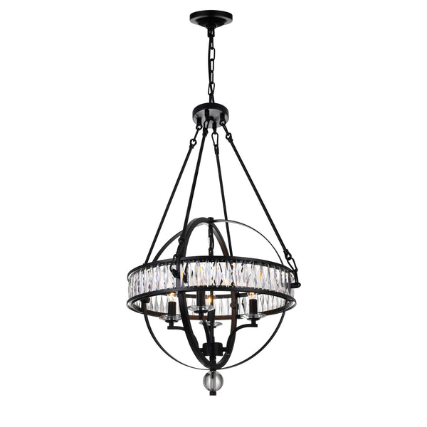 Arkansas 4 Light Black Chandelier - CWI Lighting