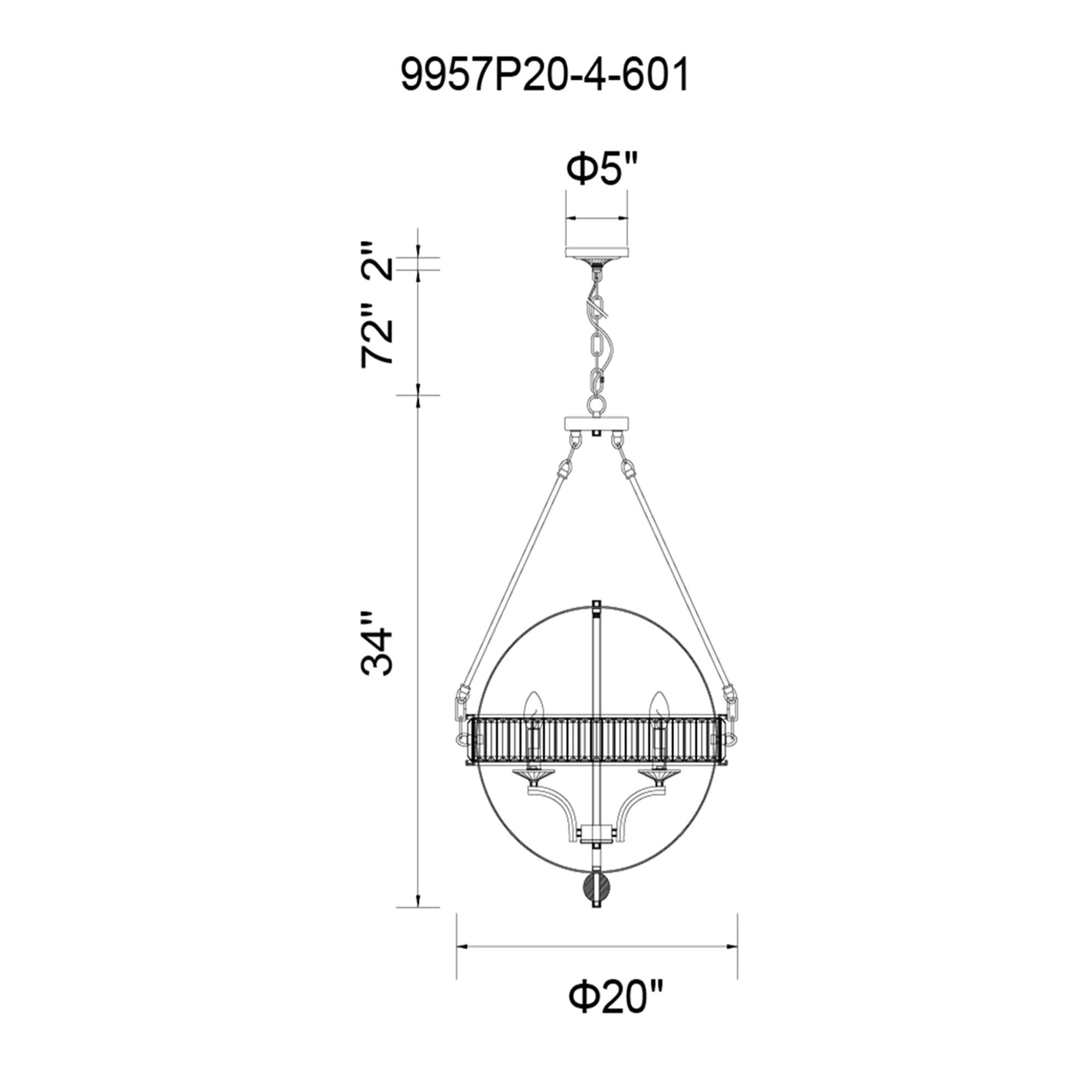 Arkansas 4 Light Chrome Chandelier - CWI Lighting