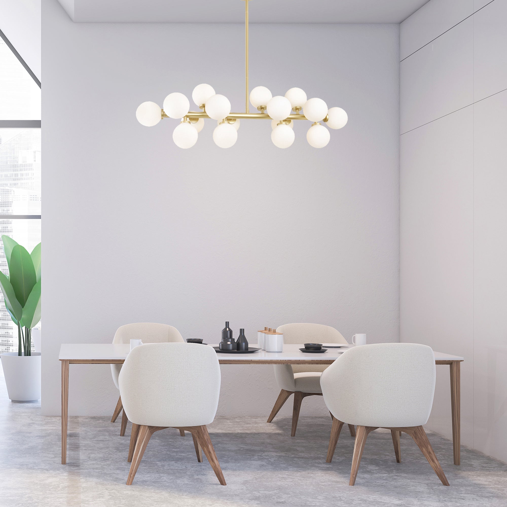 Arya 16 Light Satin Gold Chandelier - CWI Lighting
