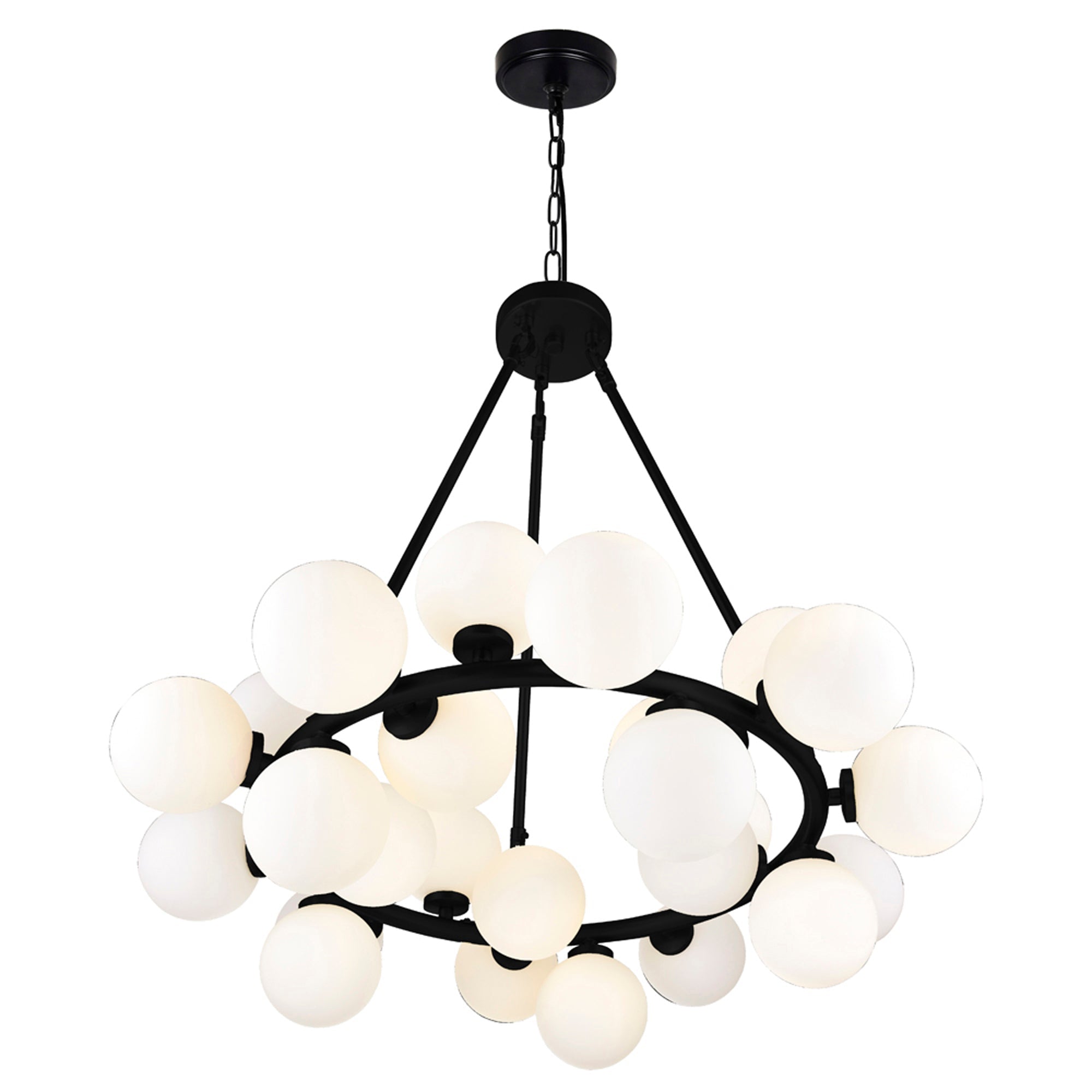 Arya 25 Light Black Chandelier - CWI Lighting