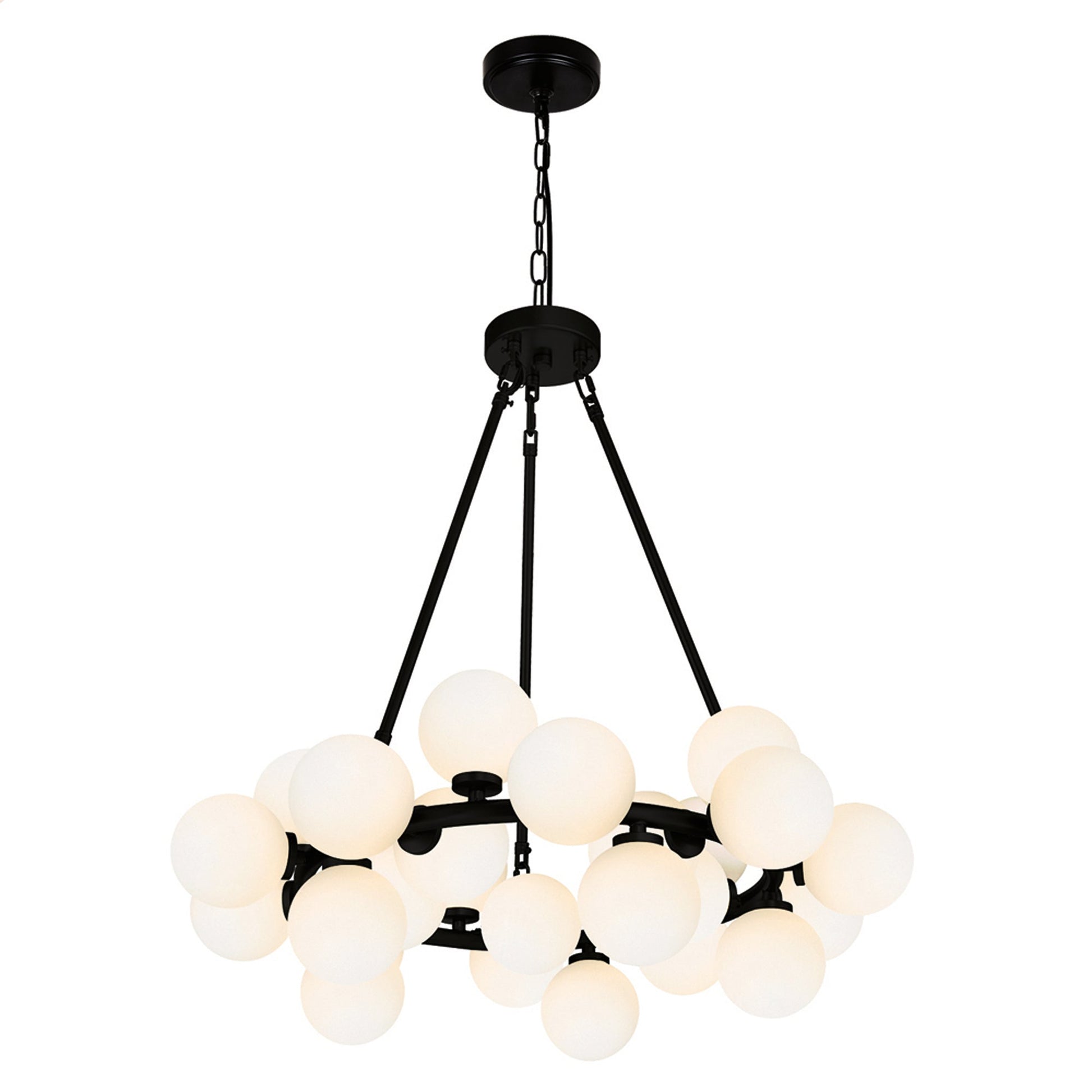 Arya 25 Light Black Chandelier - CWI Lighting
