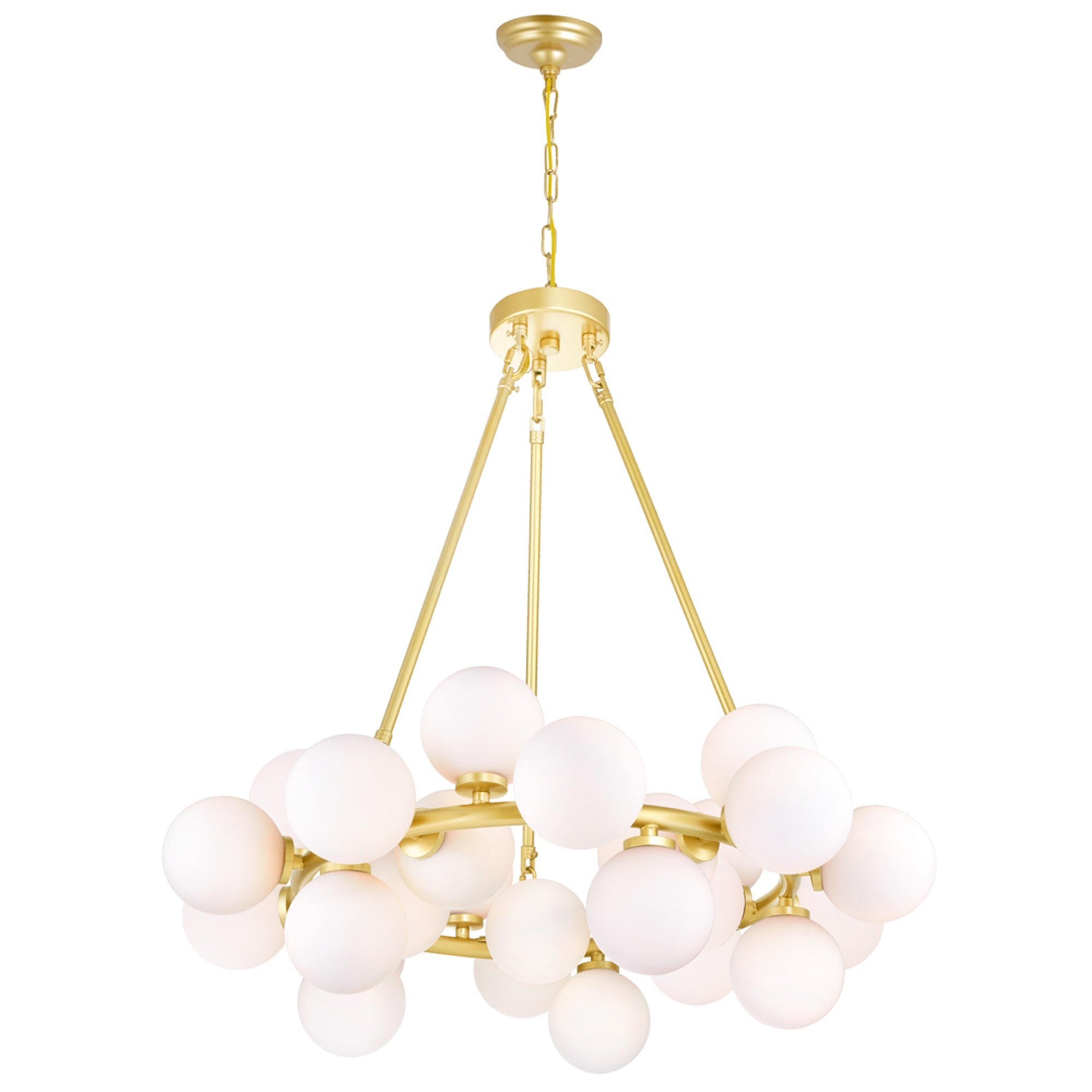 Arya 25 Light Satin Gold Chandelier - CWI Lighting