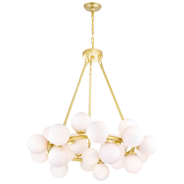 Arya 25 Light Satin Gold Chandelier - CWI Lighting