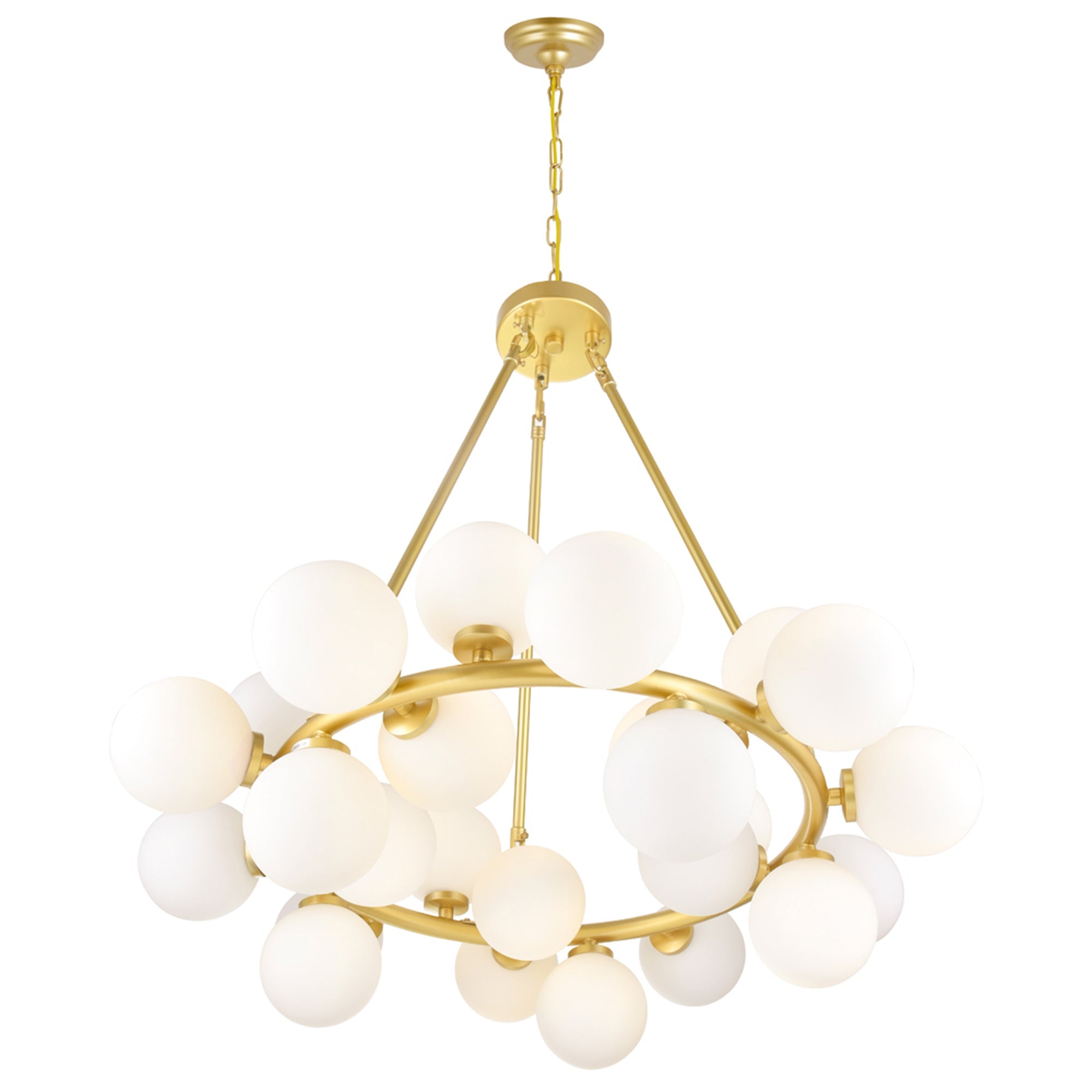 Arya 25 Light Satin Gold Chandelier - CWI Lighting