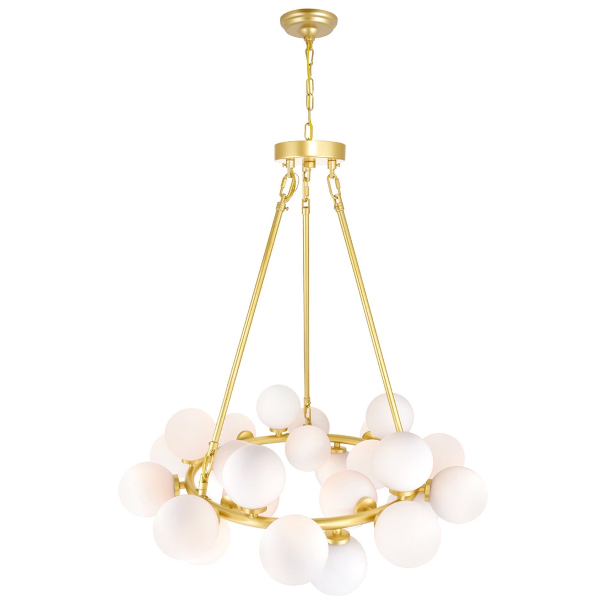 Arya 25 Light Satin Gold Chandelier - CWI Lighting