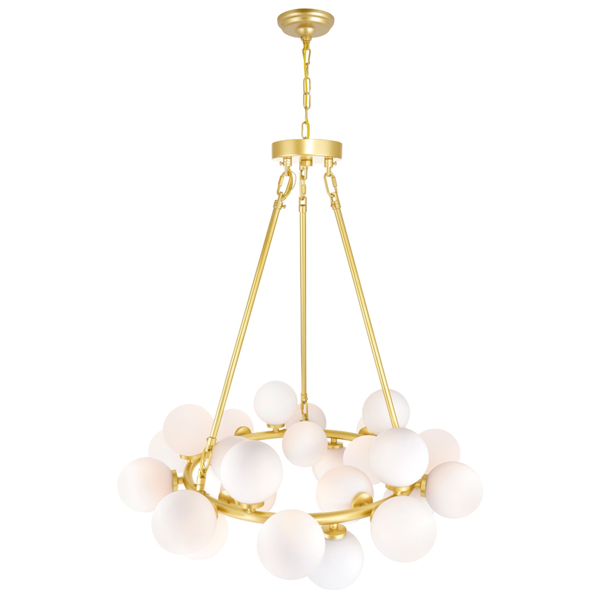 Arya 25 Light Satin Gold Chandelier - CWI Lighting