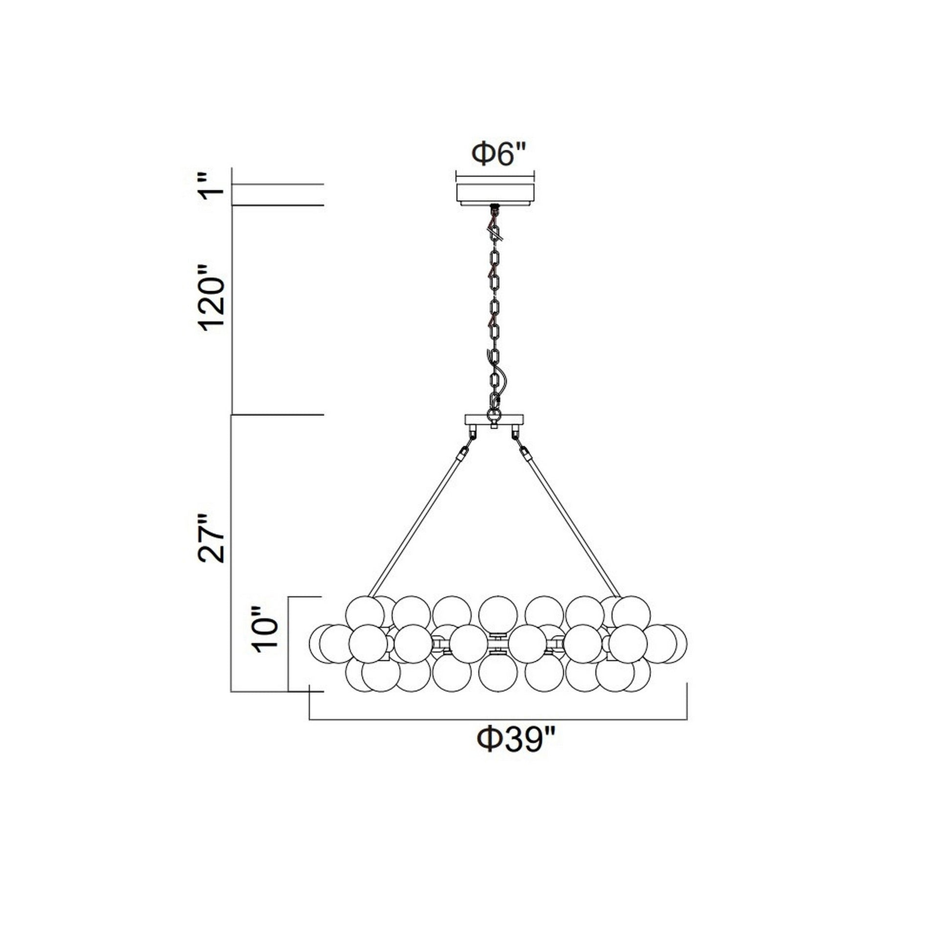 Arya 45 Light Black Chandelier - CWI Lighting