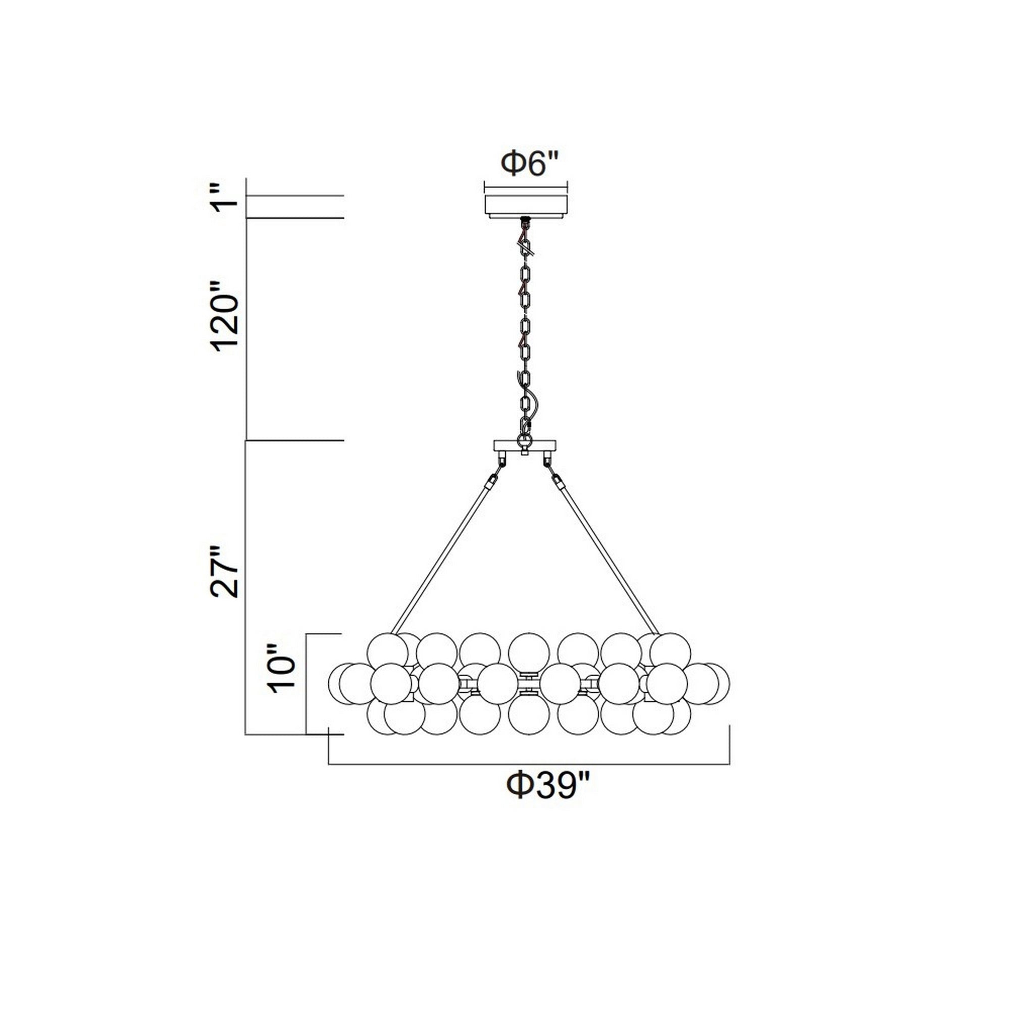 Arya 45 Light Black Chandelier - CWI Lighting