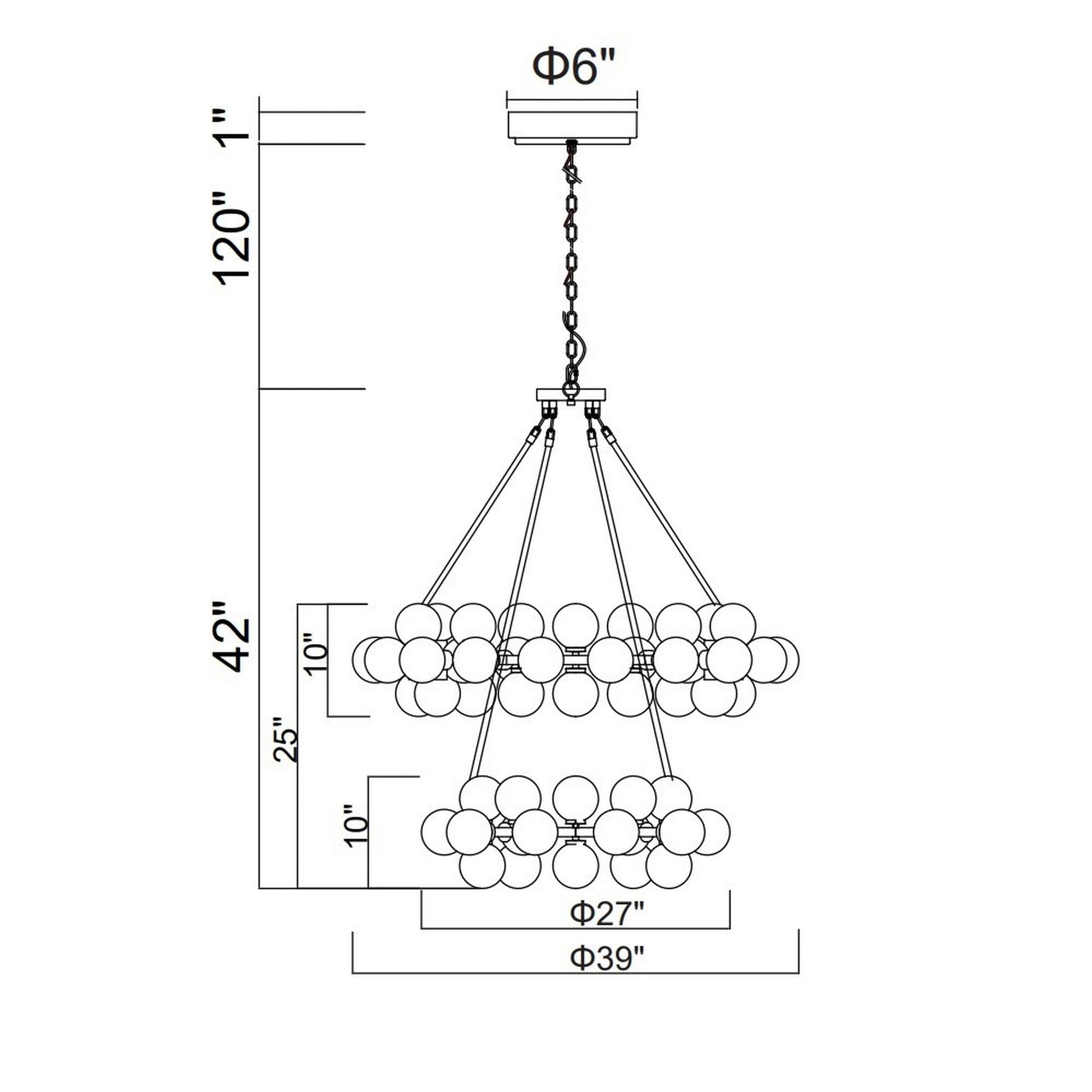 Arya 70 Light Black Chandelier - CWI Lighting