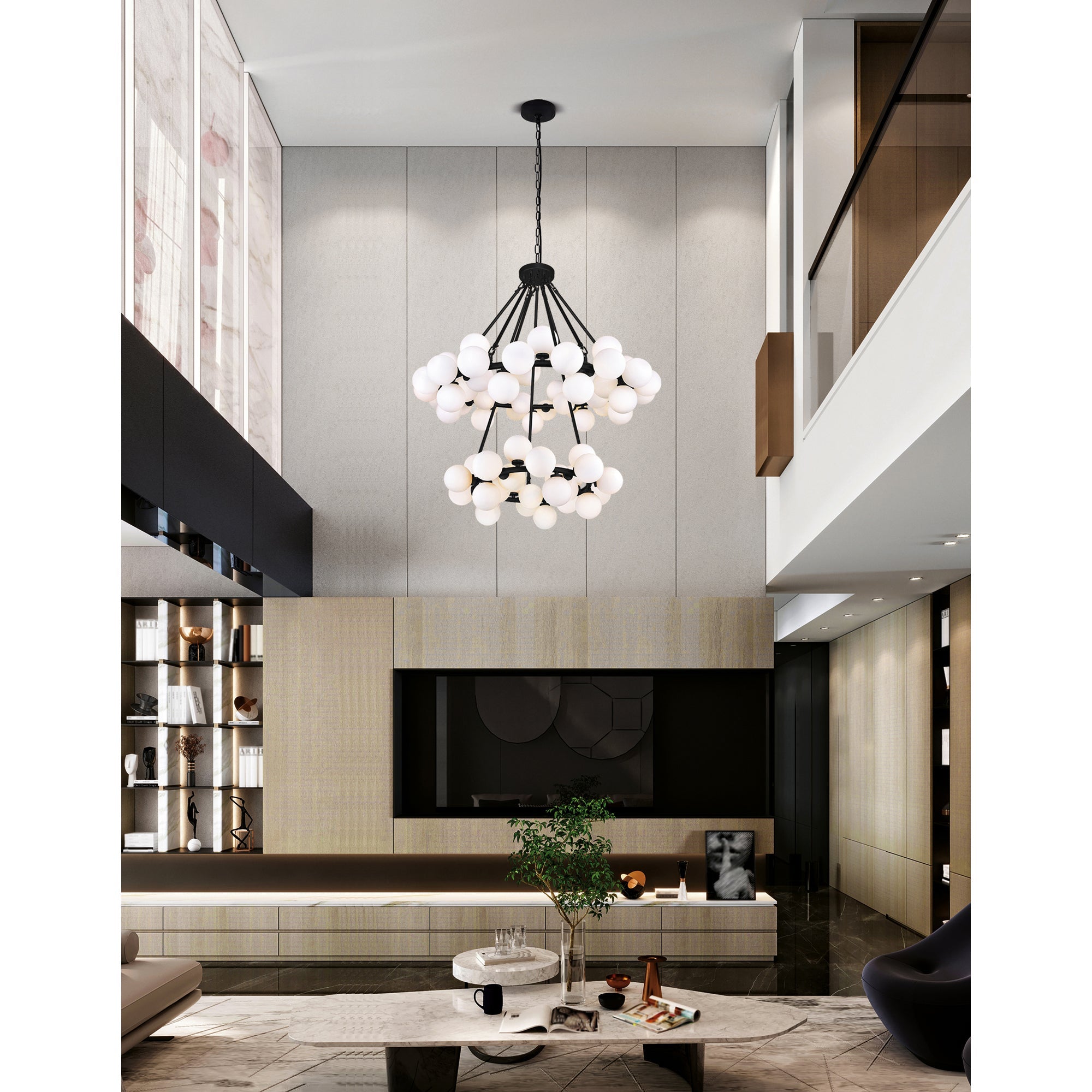 Arya 70 Light Black Chandelier - CWI Lighting