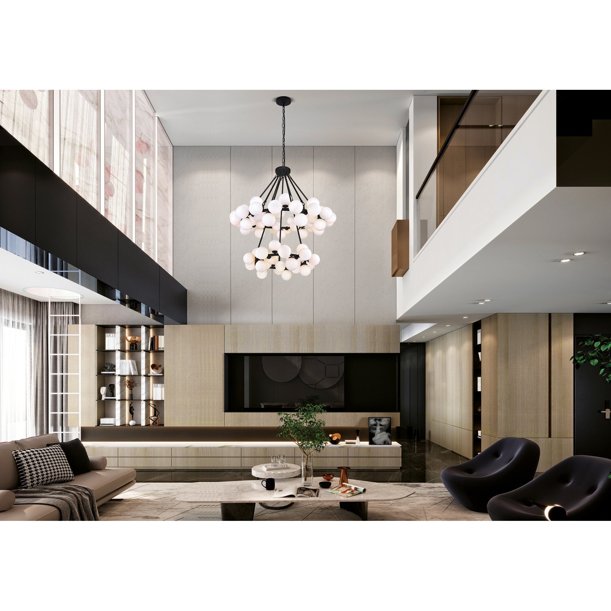 Arya 70 Light Black Chandelier - CWI Lighting