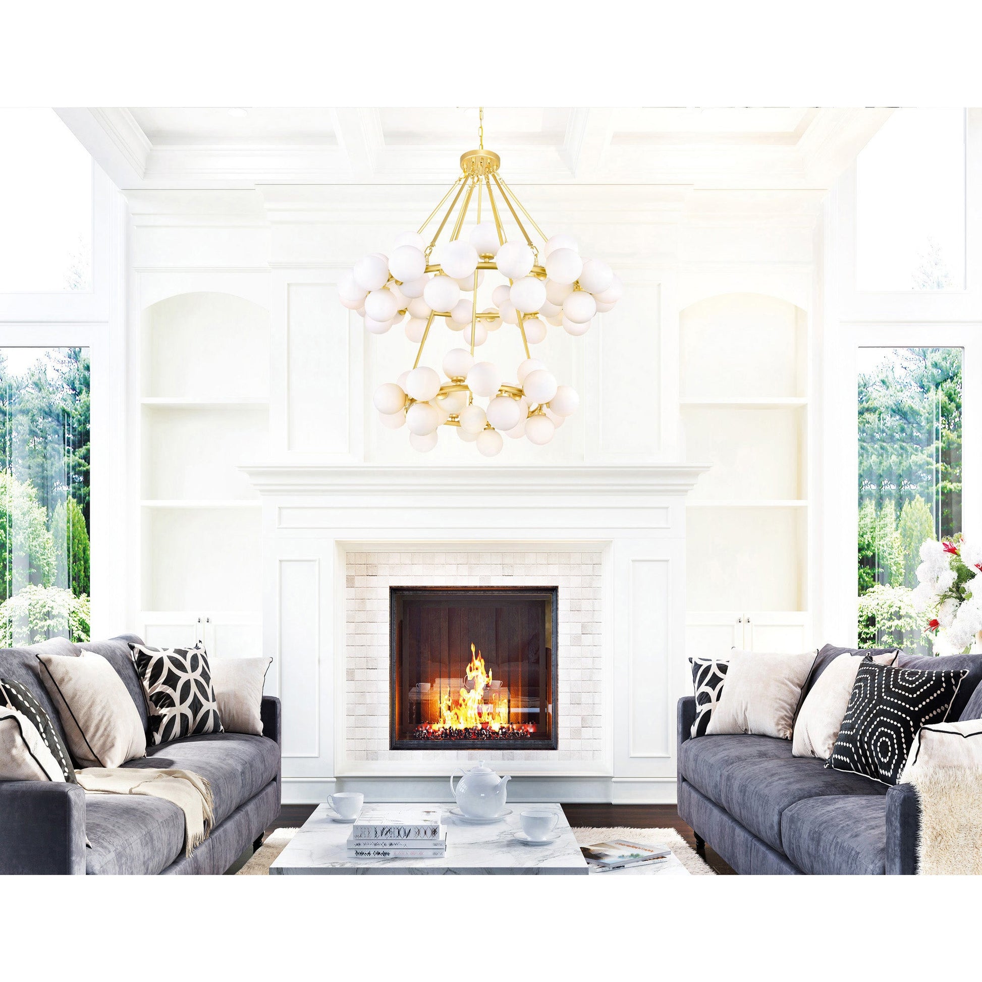 Arya 70 Light Satin Gold Chandelier - CWI Lighting