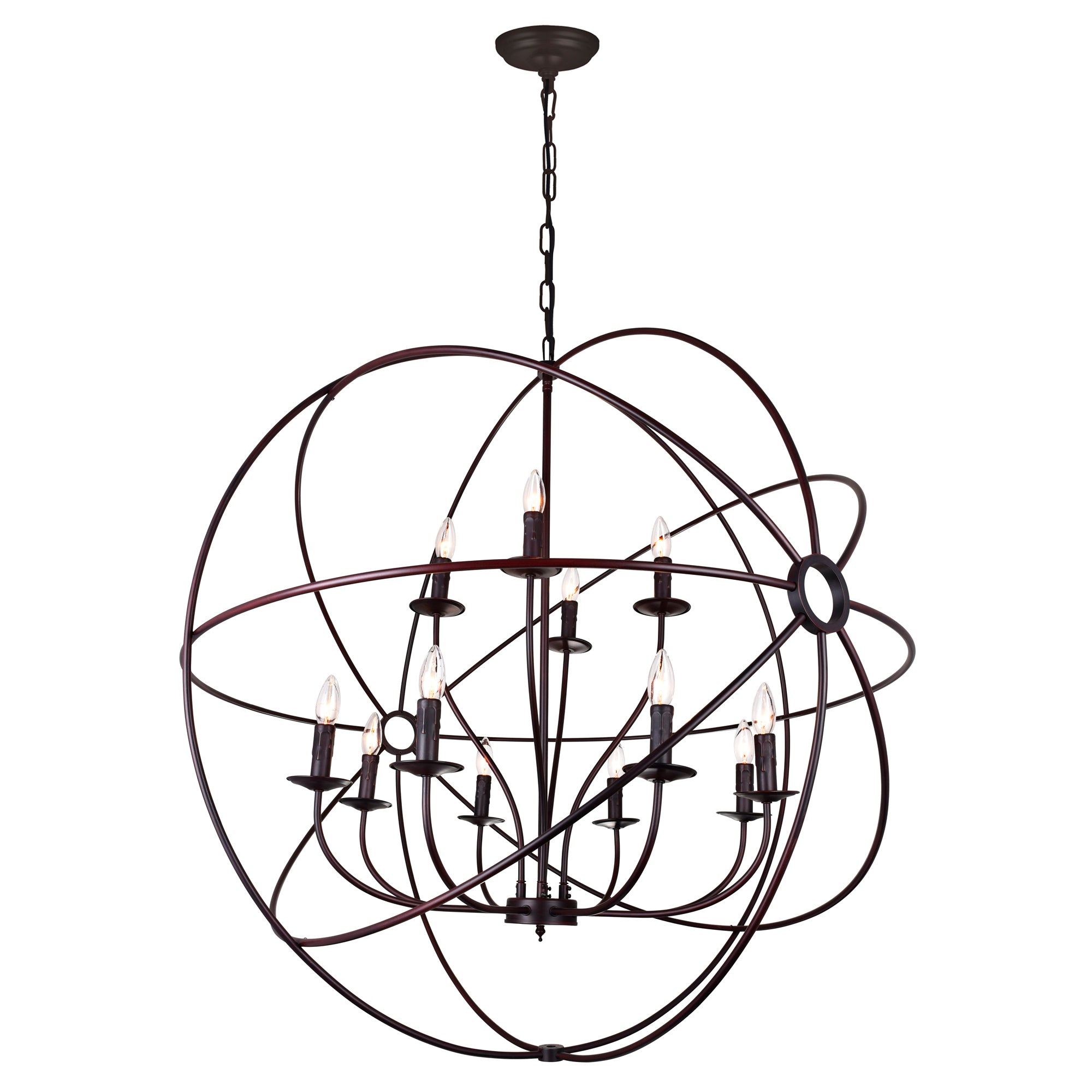 Arza 12 Light Brown Chandelier - CWI Lighting