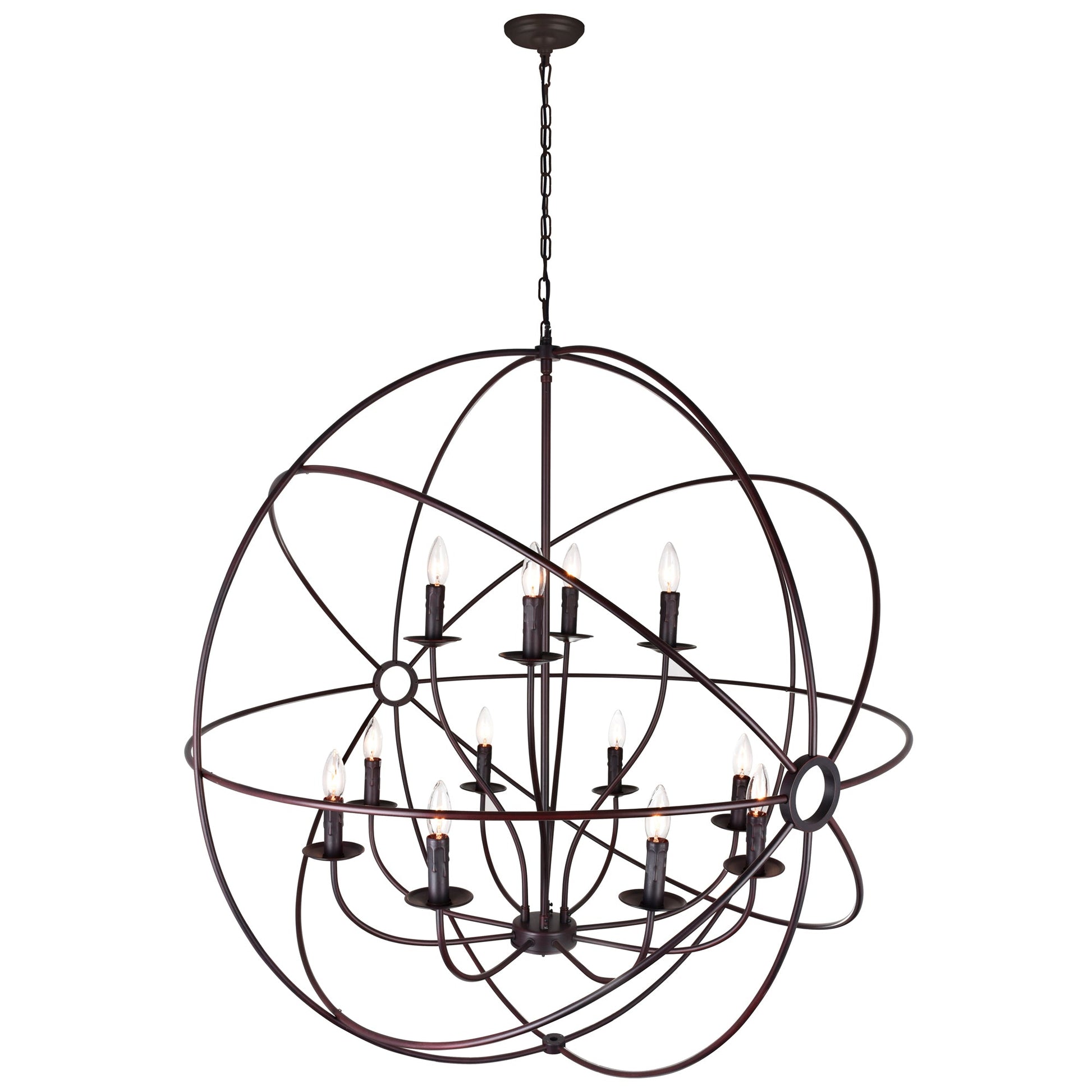 Arza 12 Light Brown Chandelier - CWI Lighting