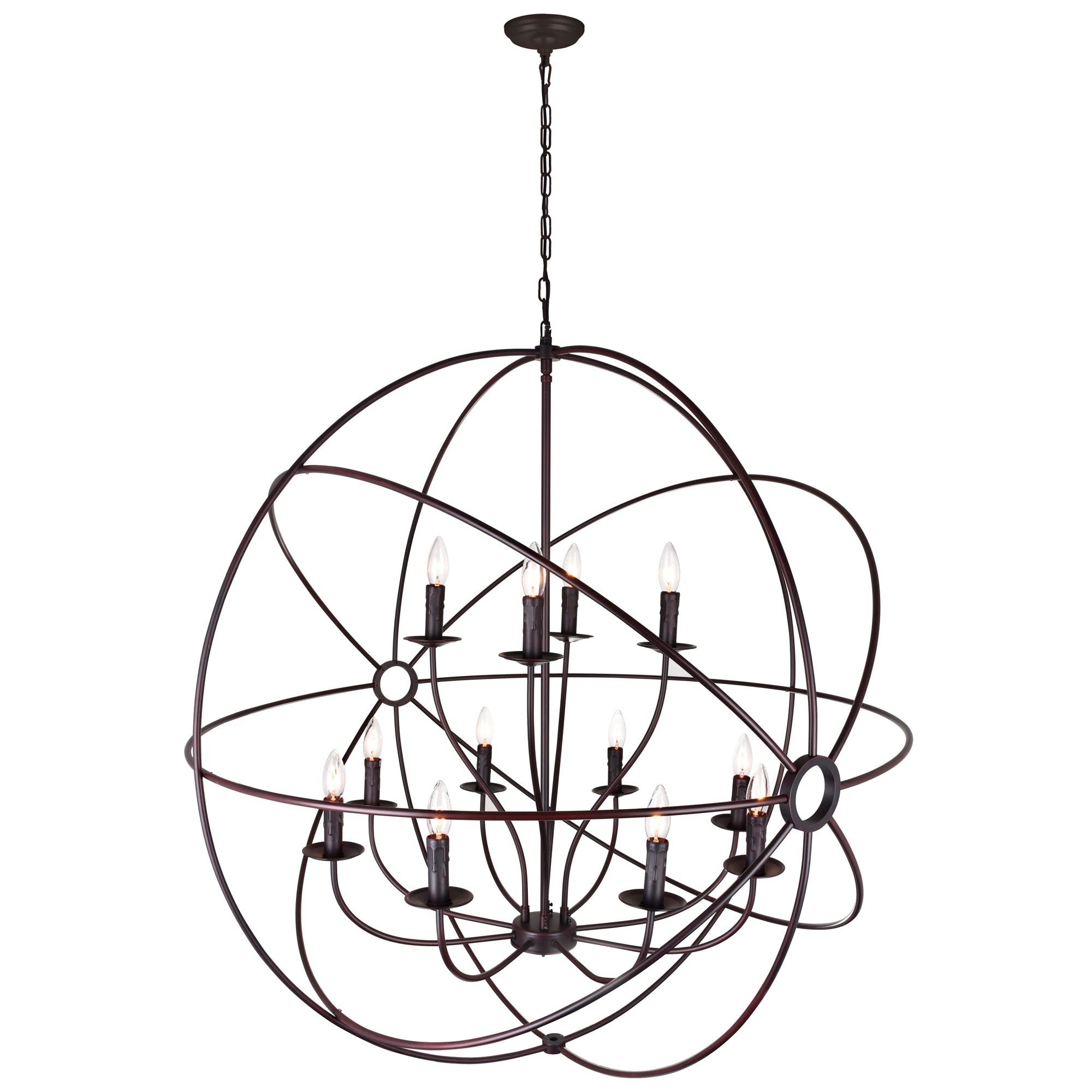 Arza 12 Light Brown Chandelier - CWI Lighting