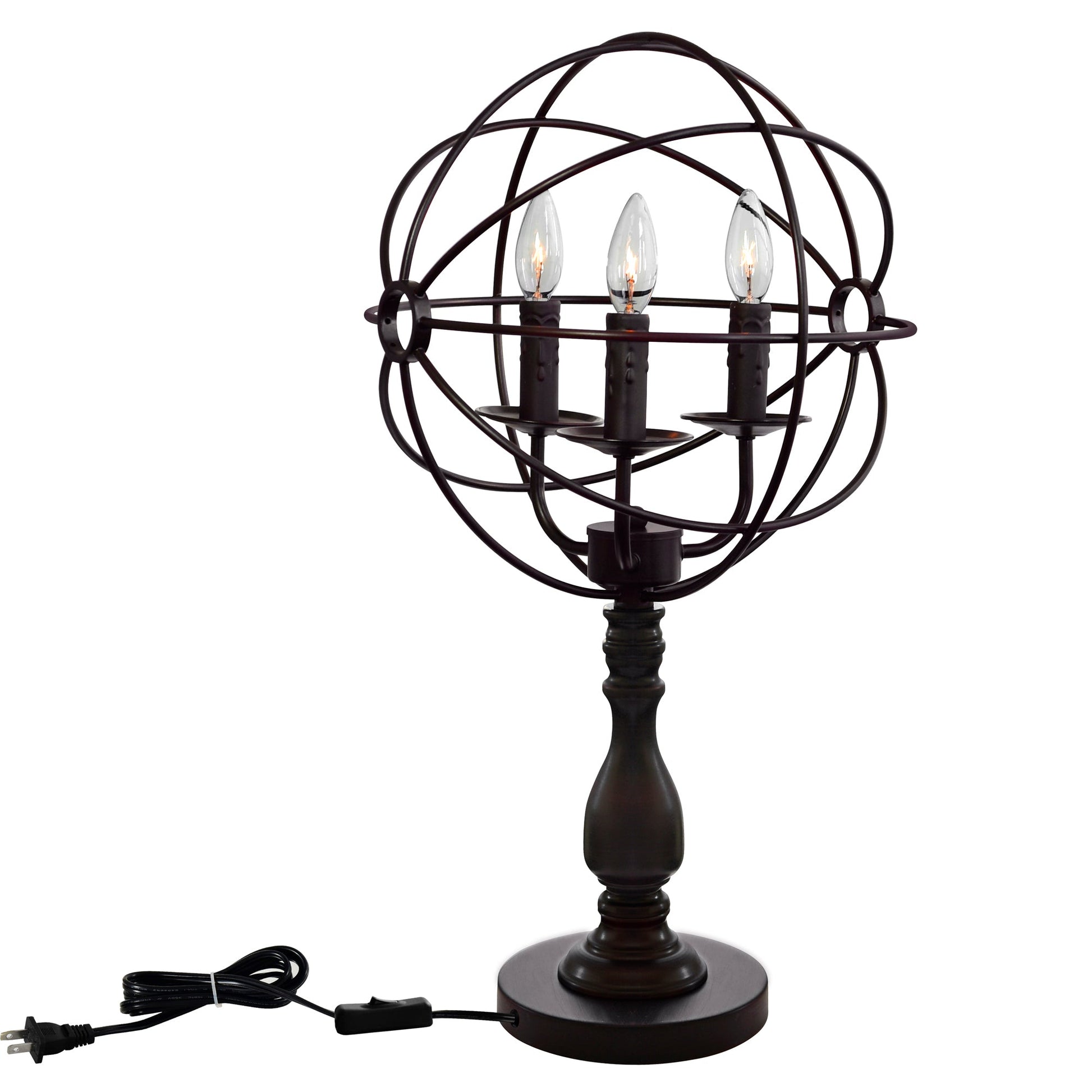 Arza 3 Light Table Lamp With Brown Finish - CWI Lighting