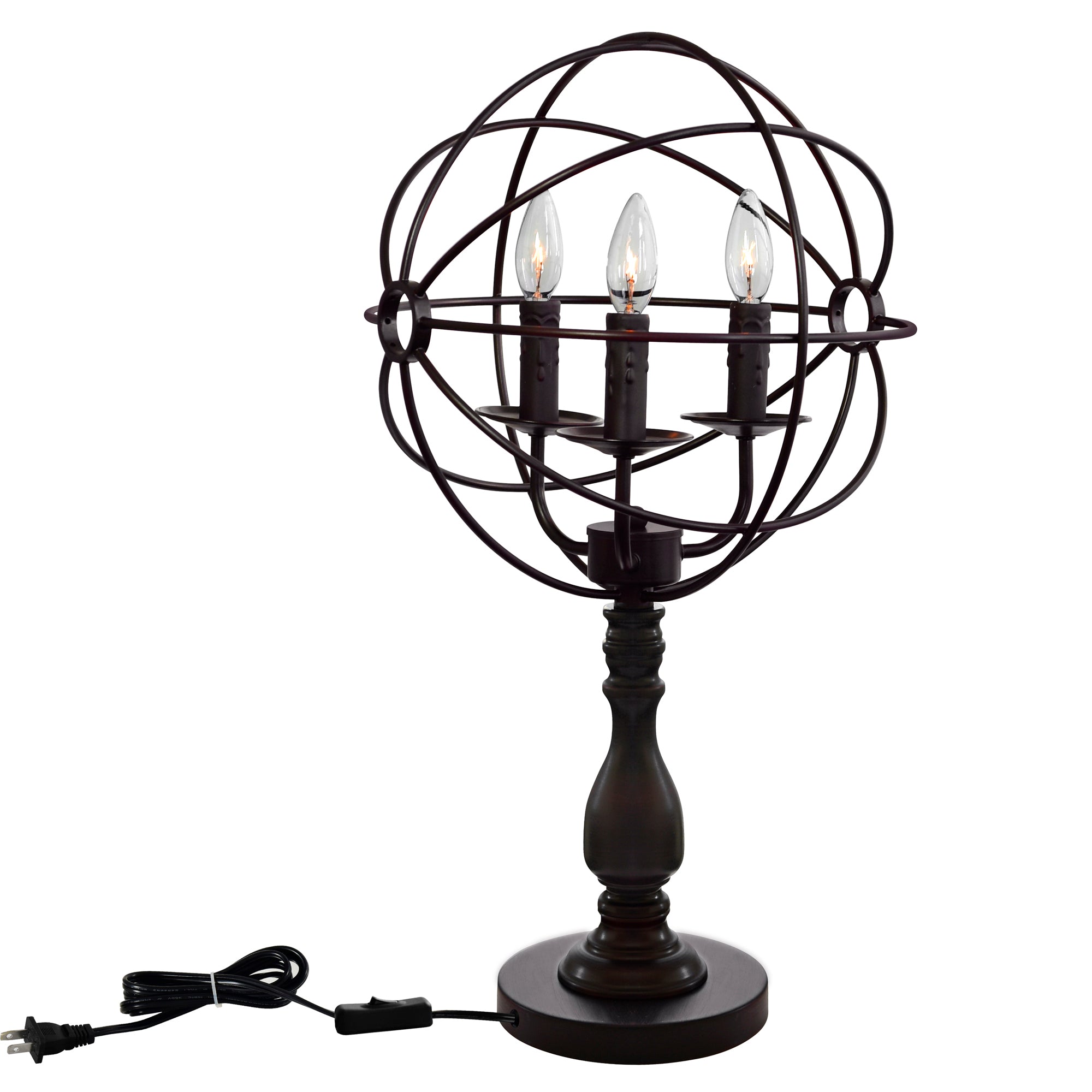 Arza 3 Light Table Lamp With Brown Finish - CWI Lighting