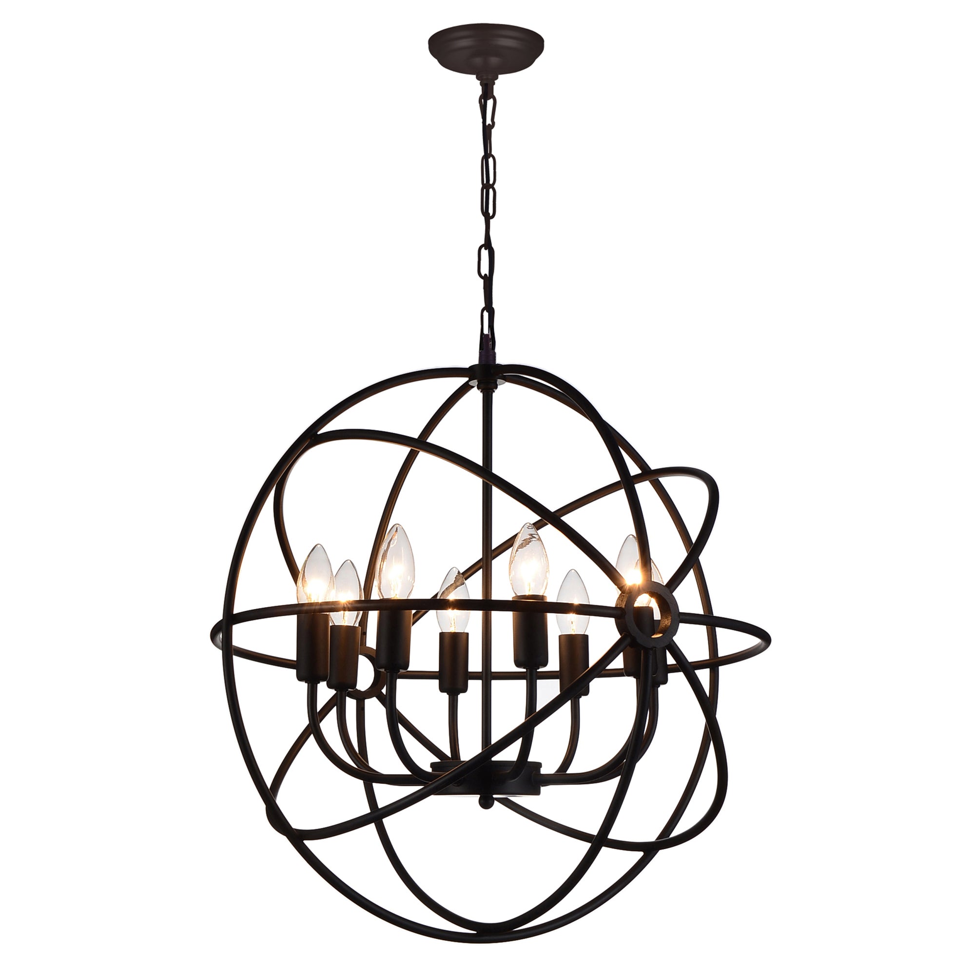 Arza 8 Light Up Chandelier With Brown Finish - CWI Lighting