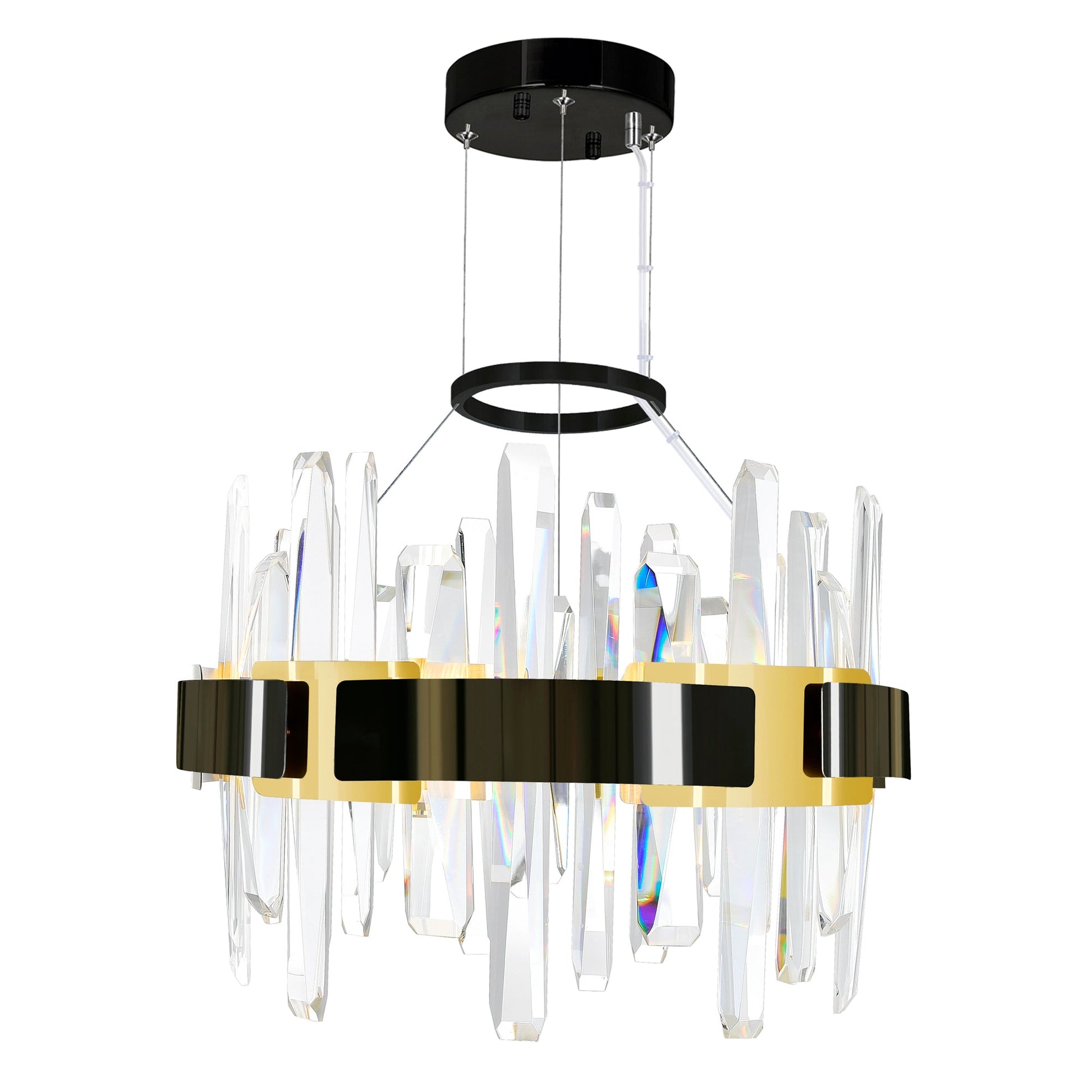 Aya Integrated LED 18in Pearl Black Chandelier - CWI Lighting