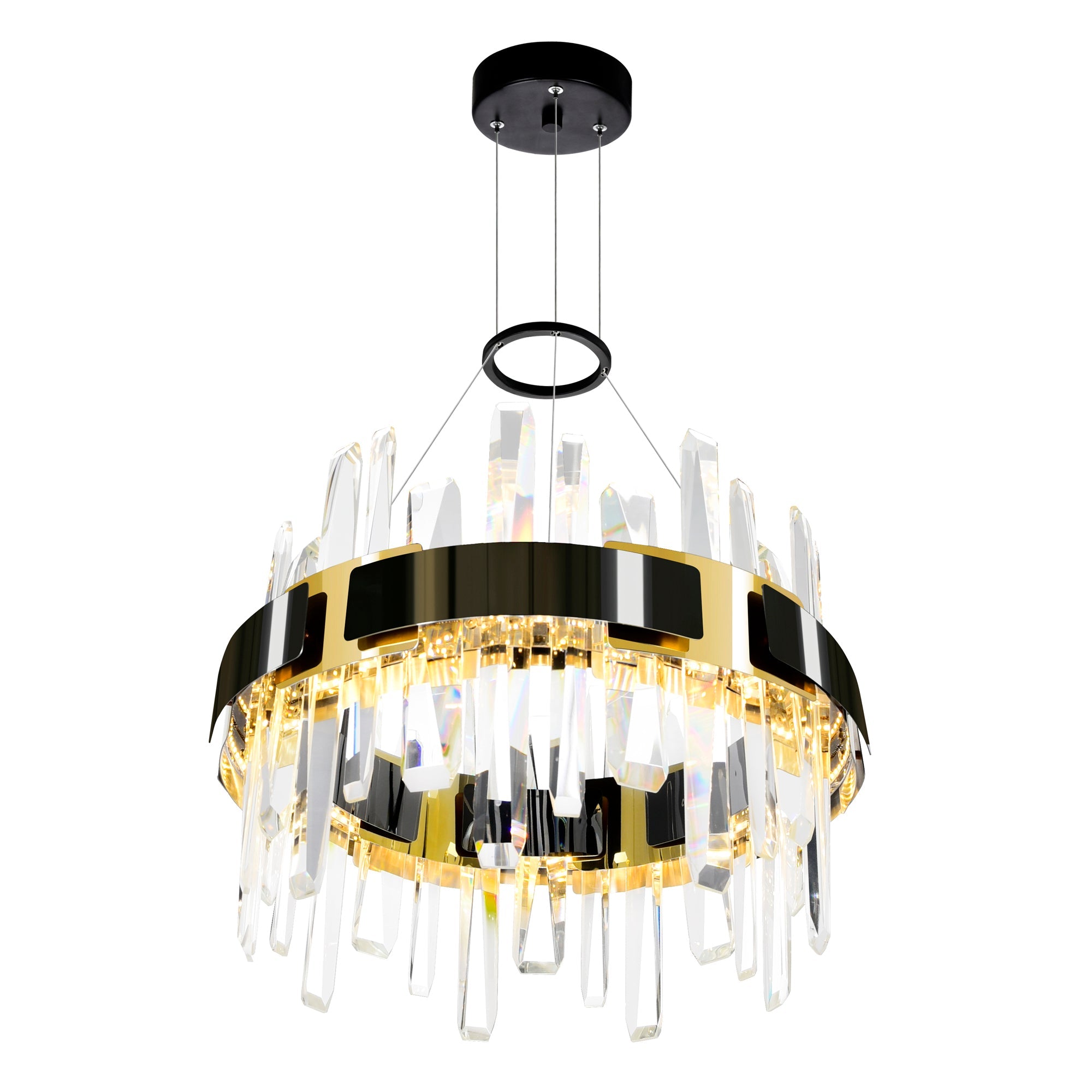 Aya Integrated LED 18in Pearl Black Chandelier - CWI Lighting