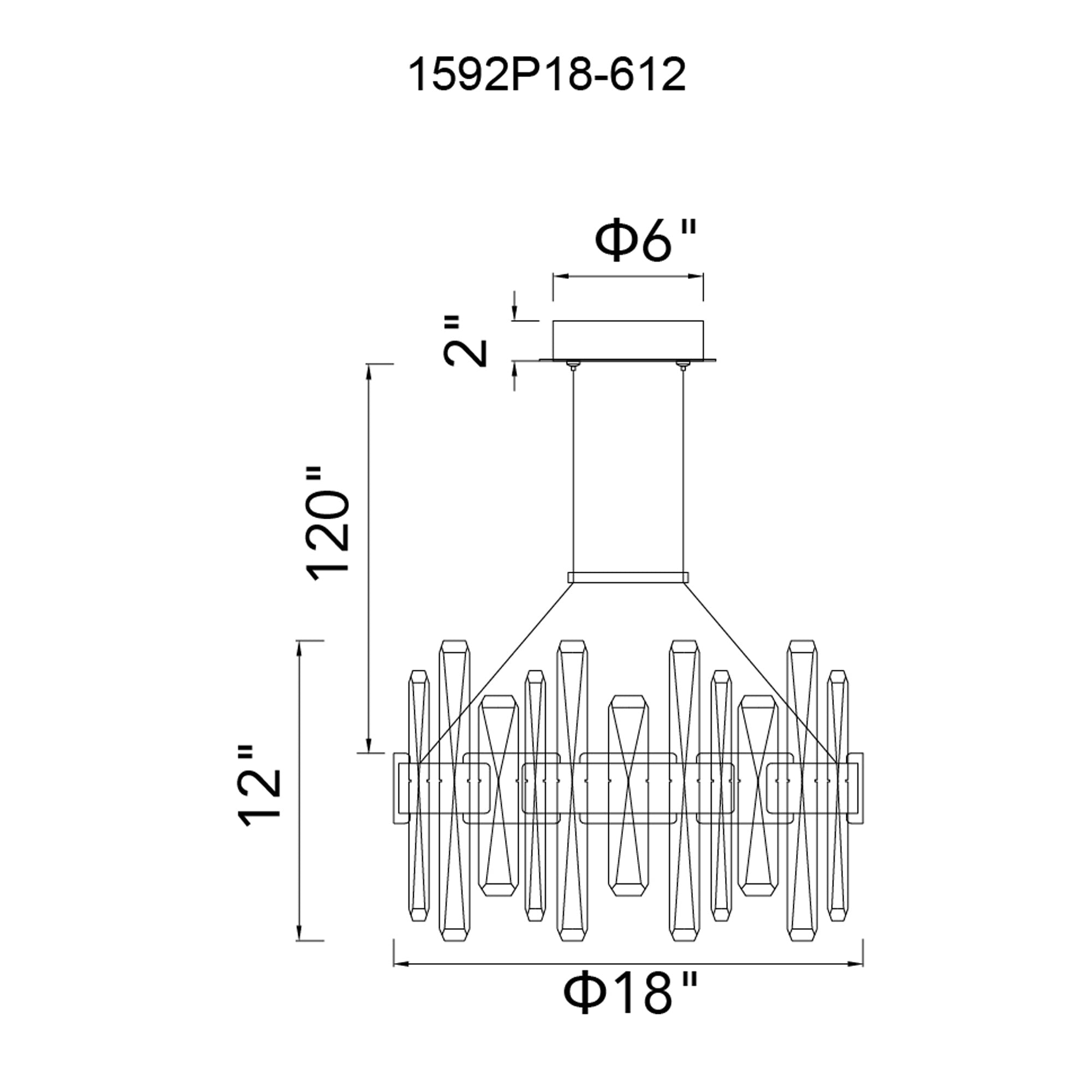 Aya Integrated LED 18in Pearl Black Chandelier - CWI Lighting