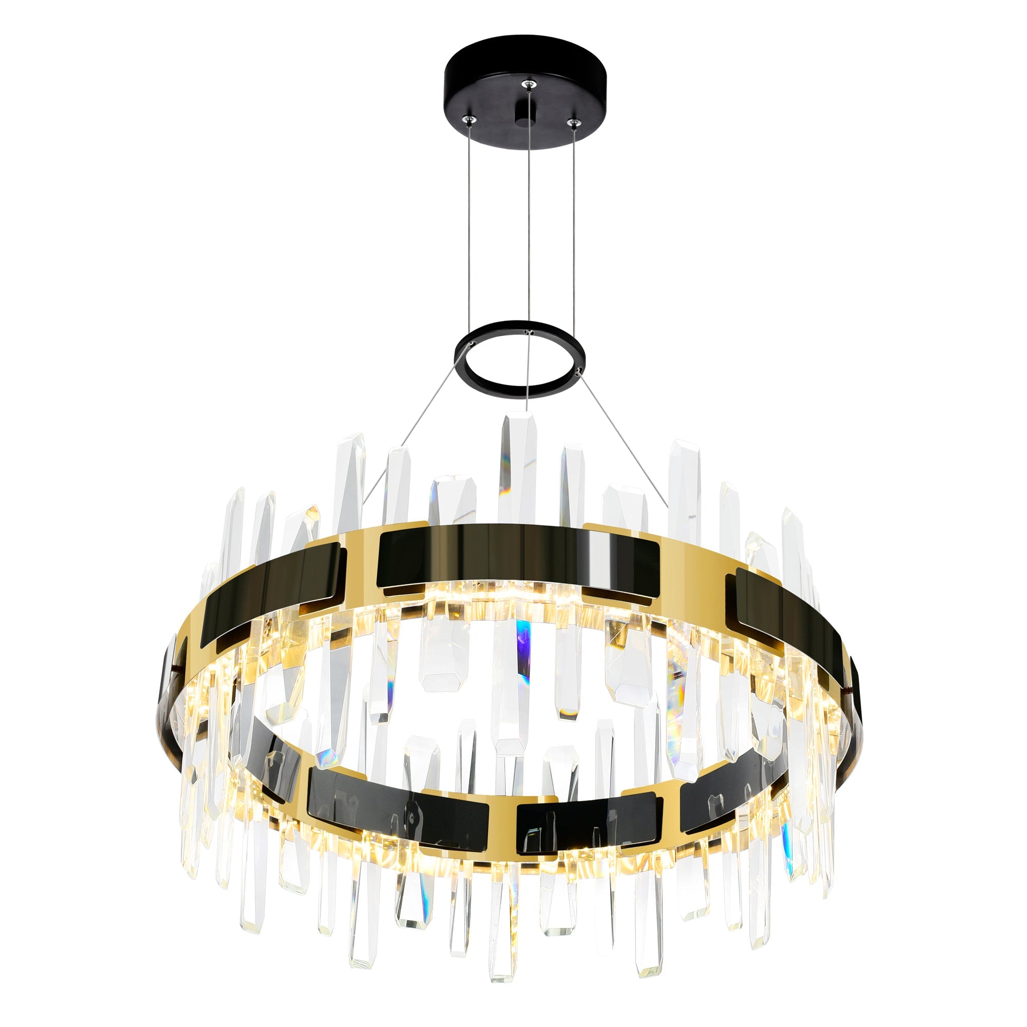 Aya Integrated LED 24in Pearl Black Chandelier - CWI Lighting