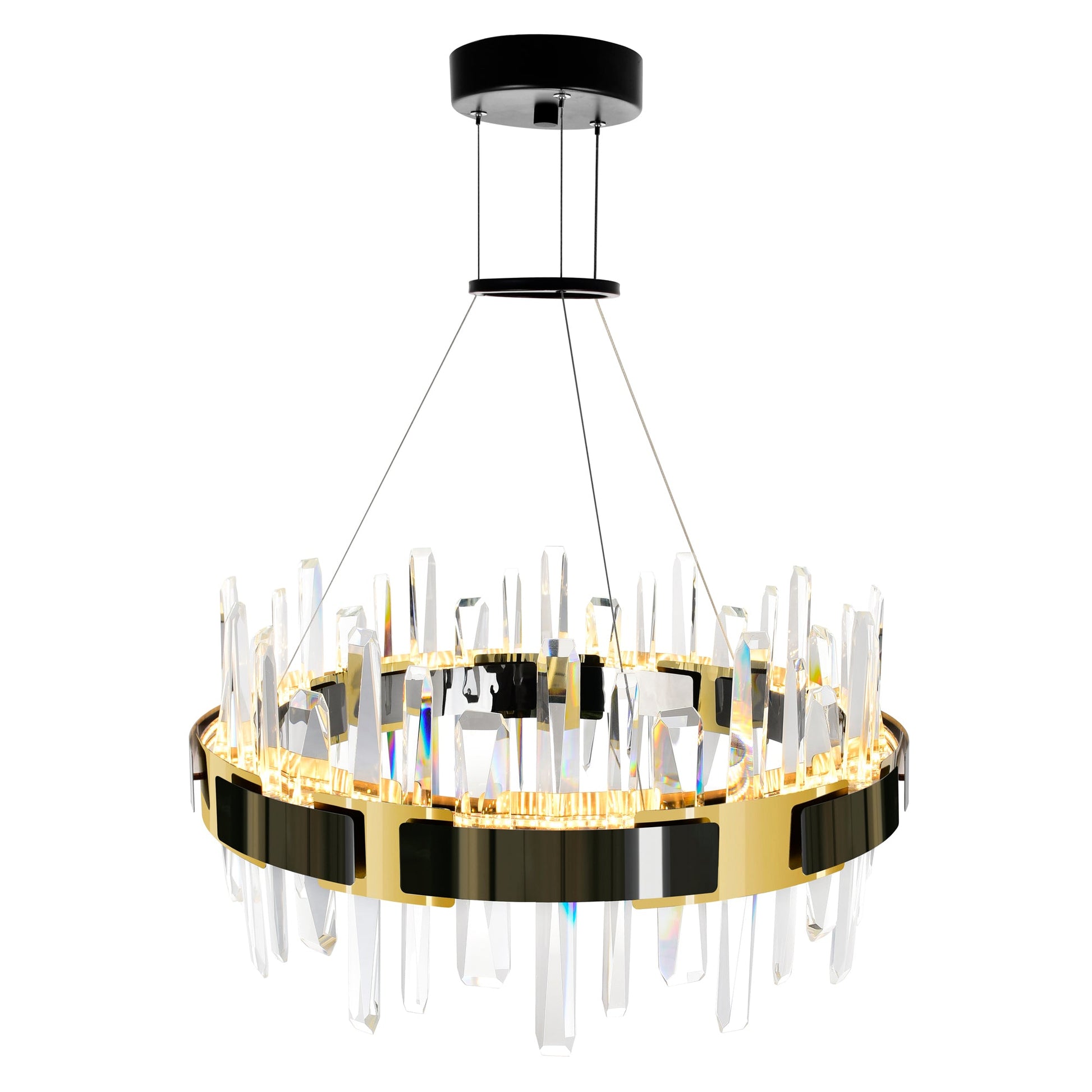 Aya Integrated LED 24in Pearl Black Chandelier - CWI Lighting