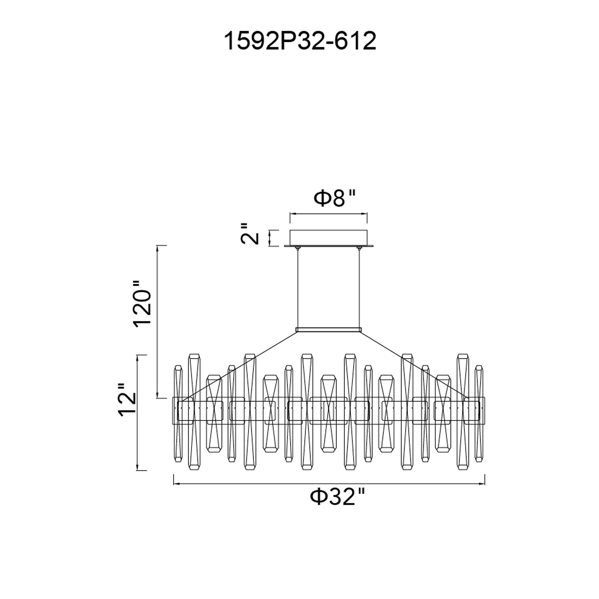 Aya Integrated LED 32in Pearl Black Chandelier - CWI Lighting