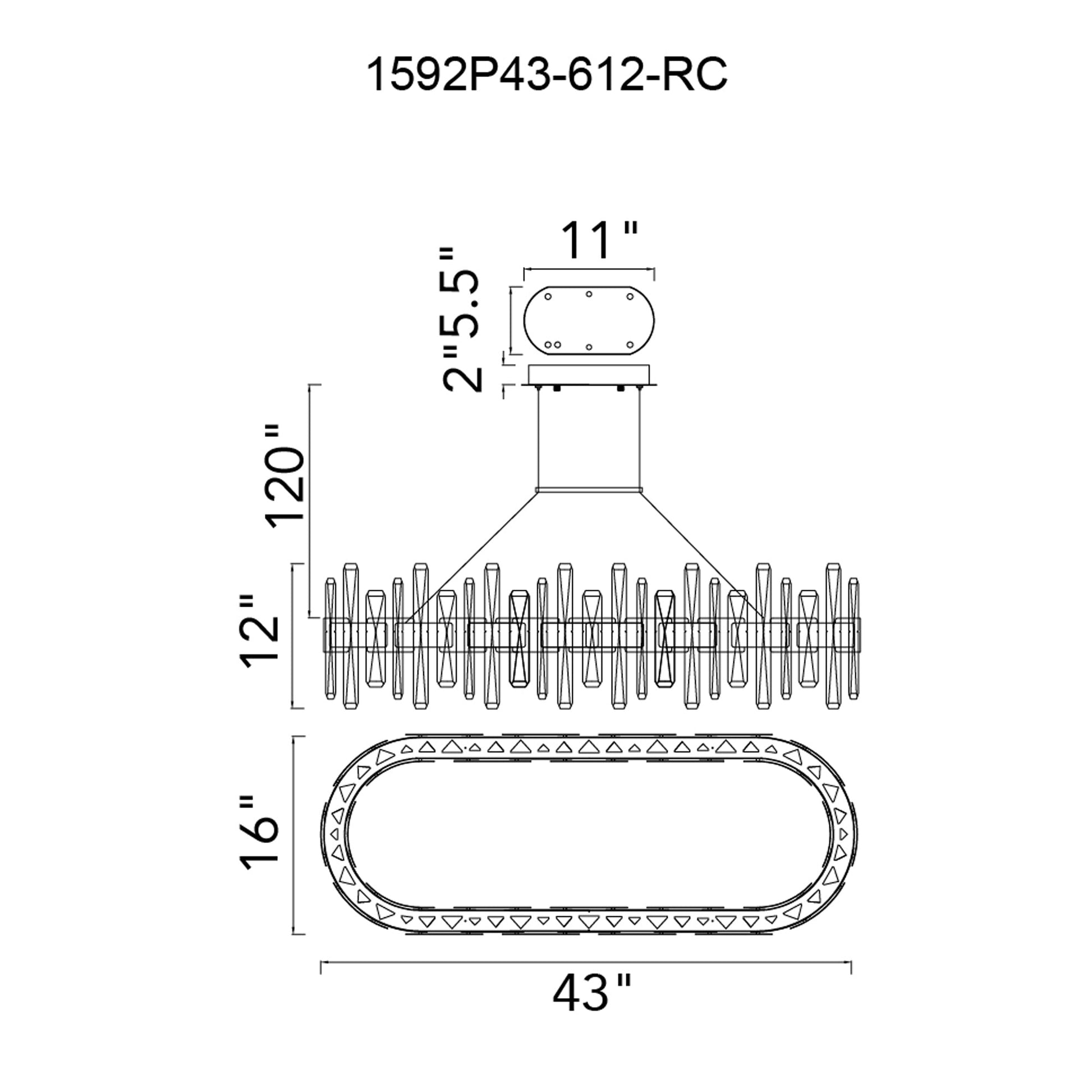 Aya Integrated LED 43in Pearl Black Chandelier - CWI Lighting