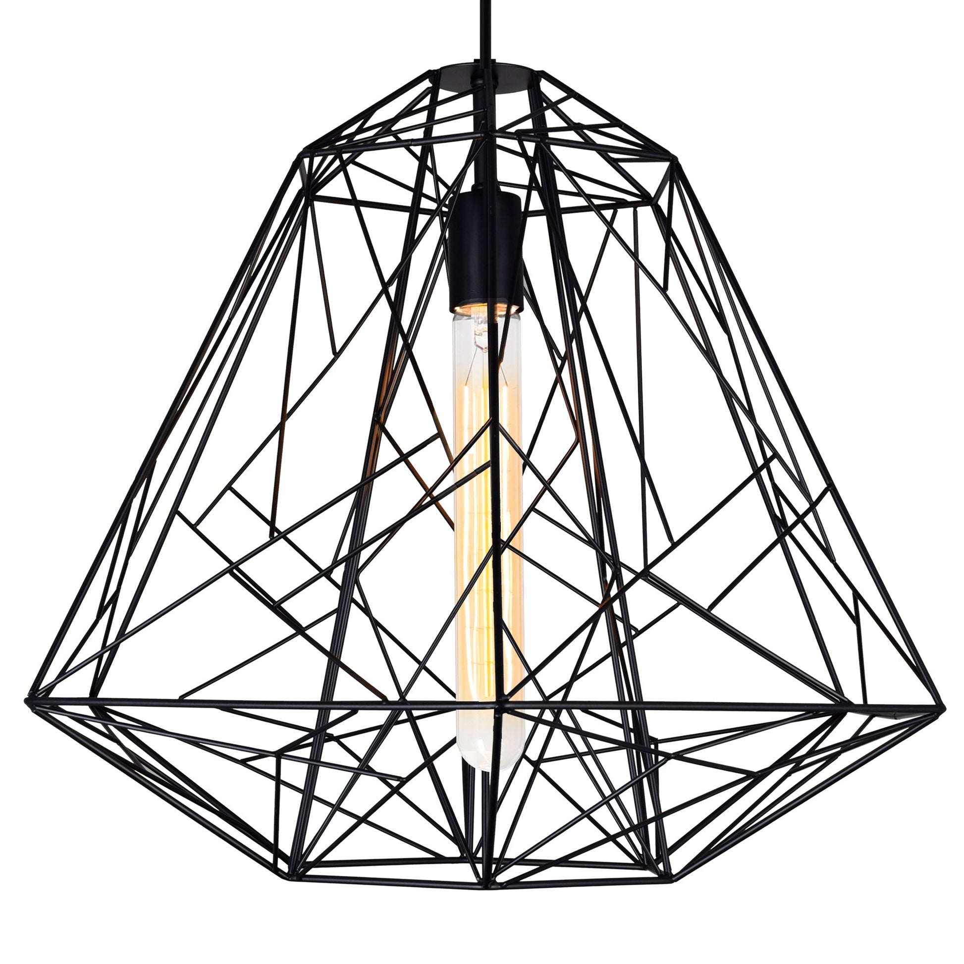 Bagheera 1 Light Black Down Pendant - CWI Lighting