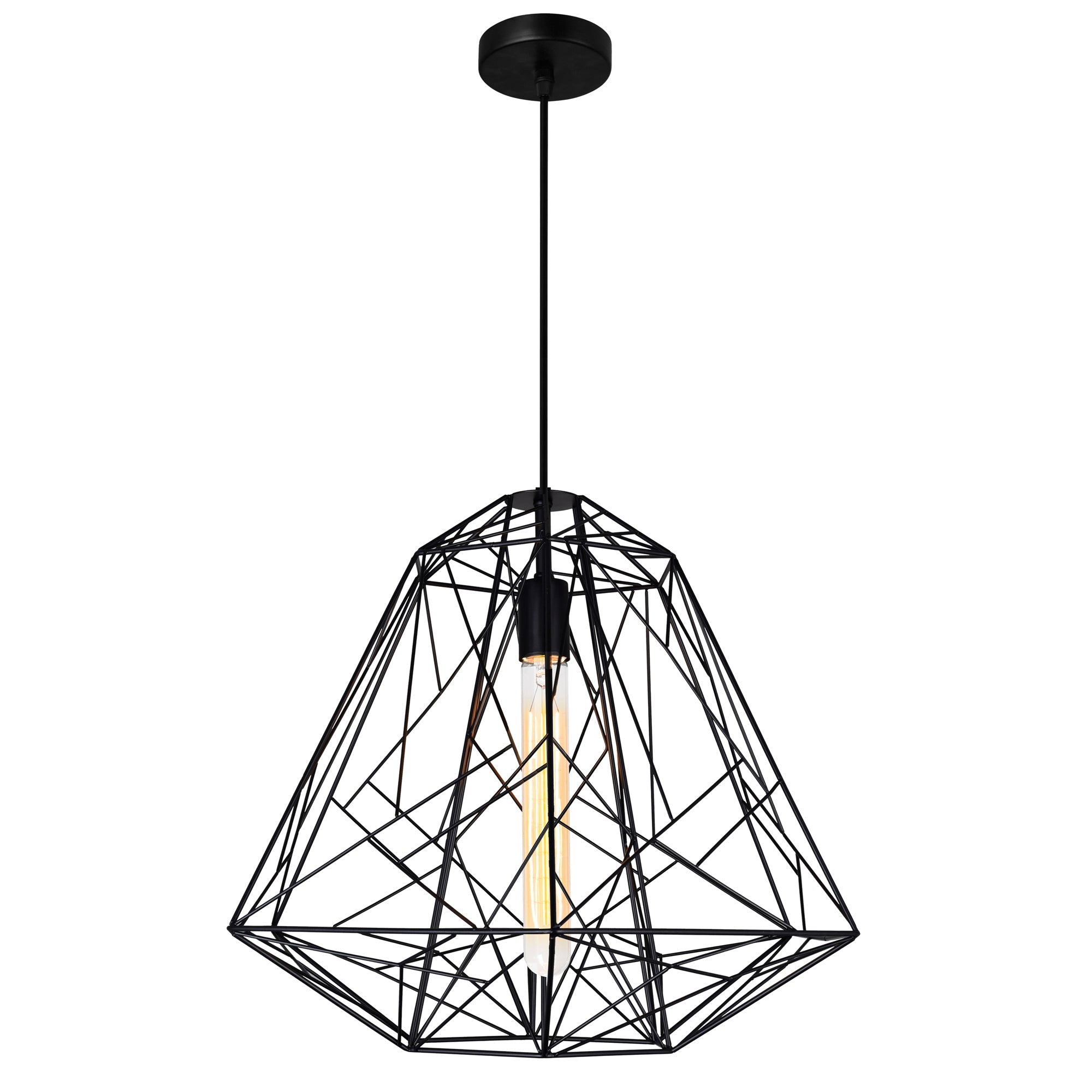 Bagheera 1 Light Black Down Pendant - CWI Lighting
