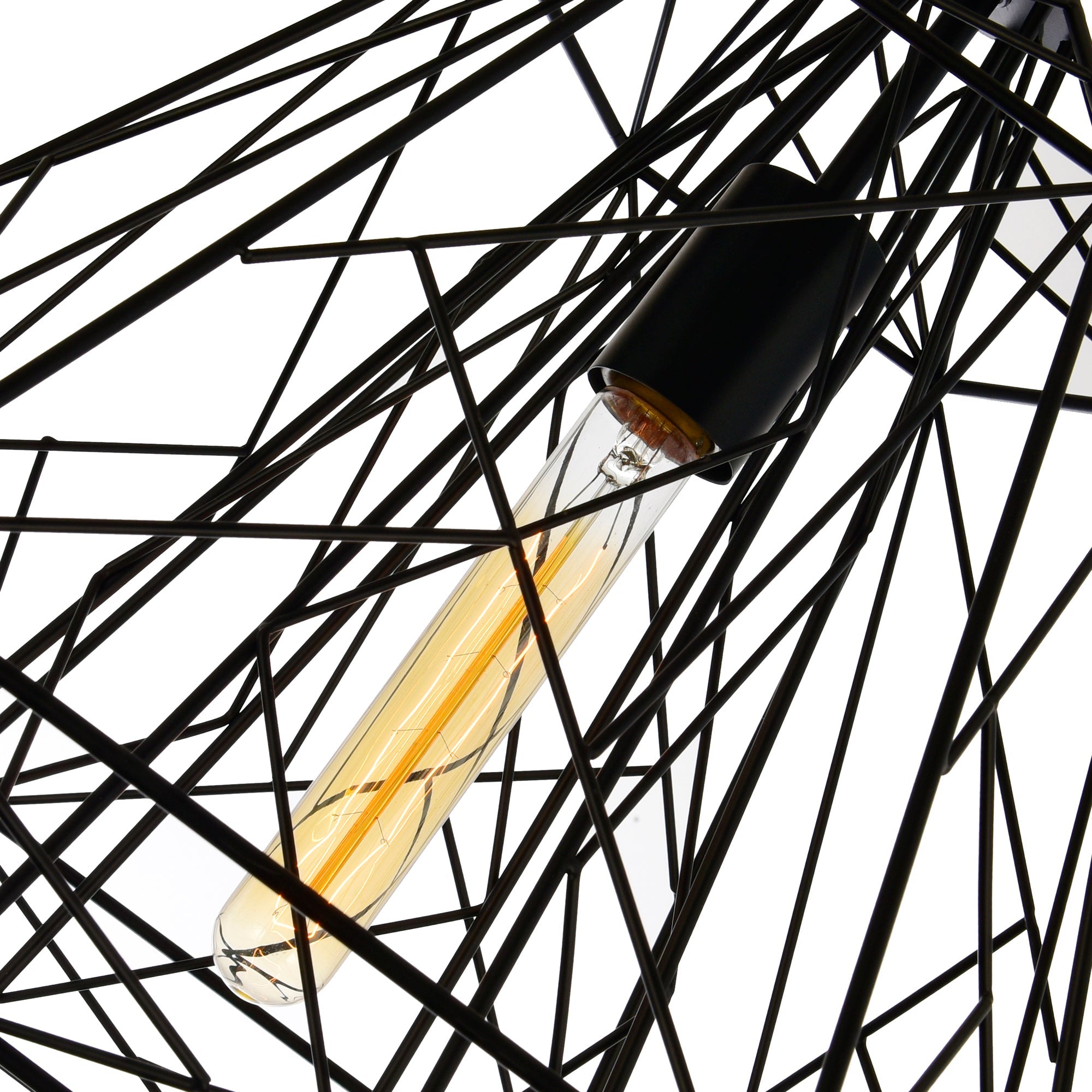 Bagheera 1 Light Black Down Pendant - CWI Lighting