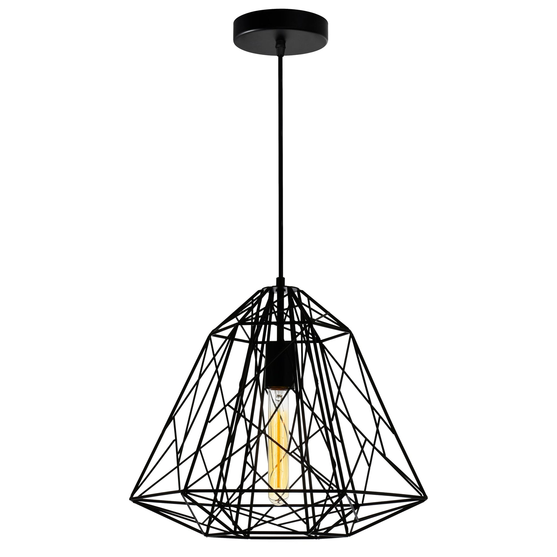 Bagheera 1 Light Black Down Pendant - CWI Lighting