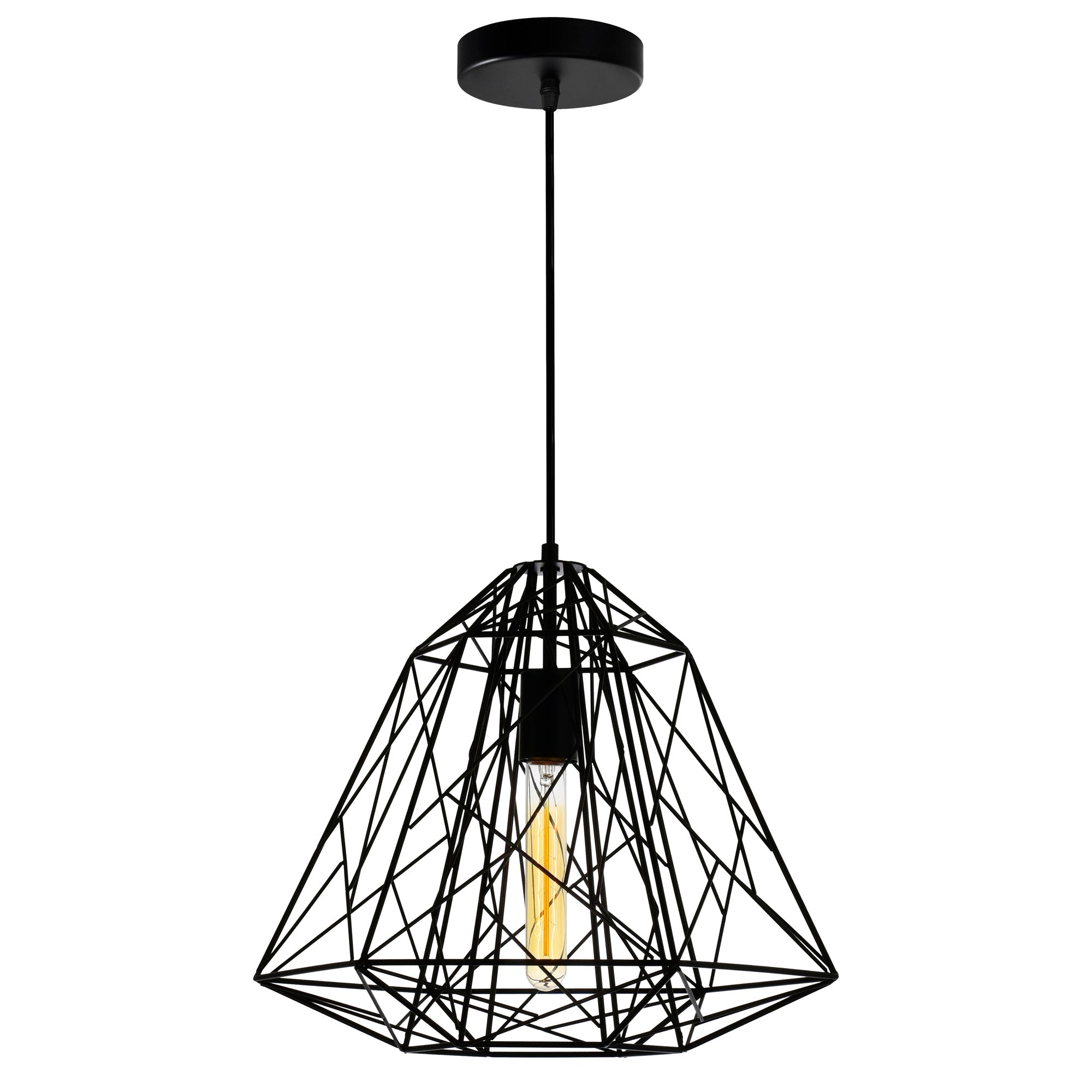 Bagheera 1 Light Black Down Pendant - CWI Lighting