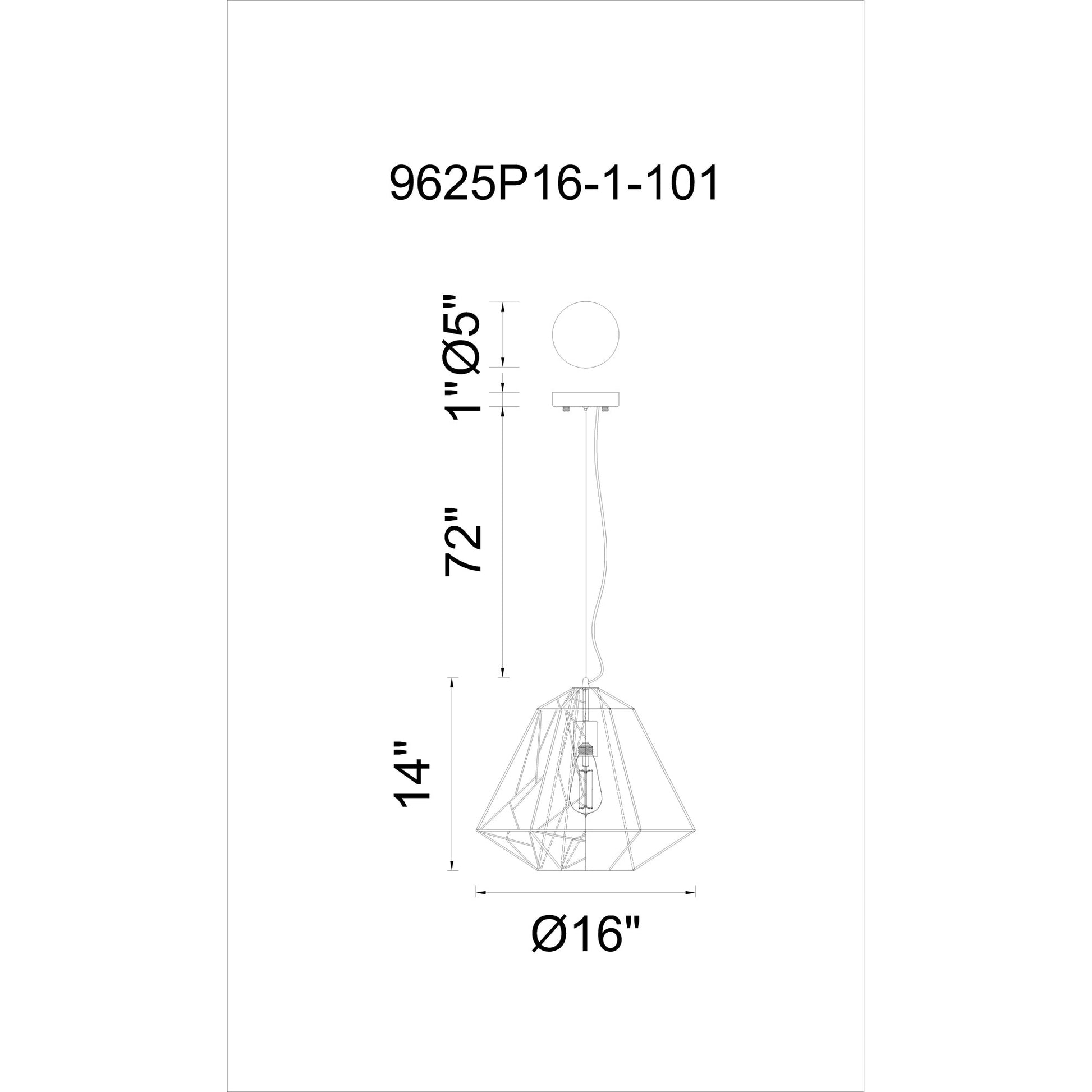 Bagheera 1 Light Black Down Pendant - CWI Lighting