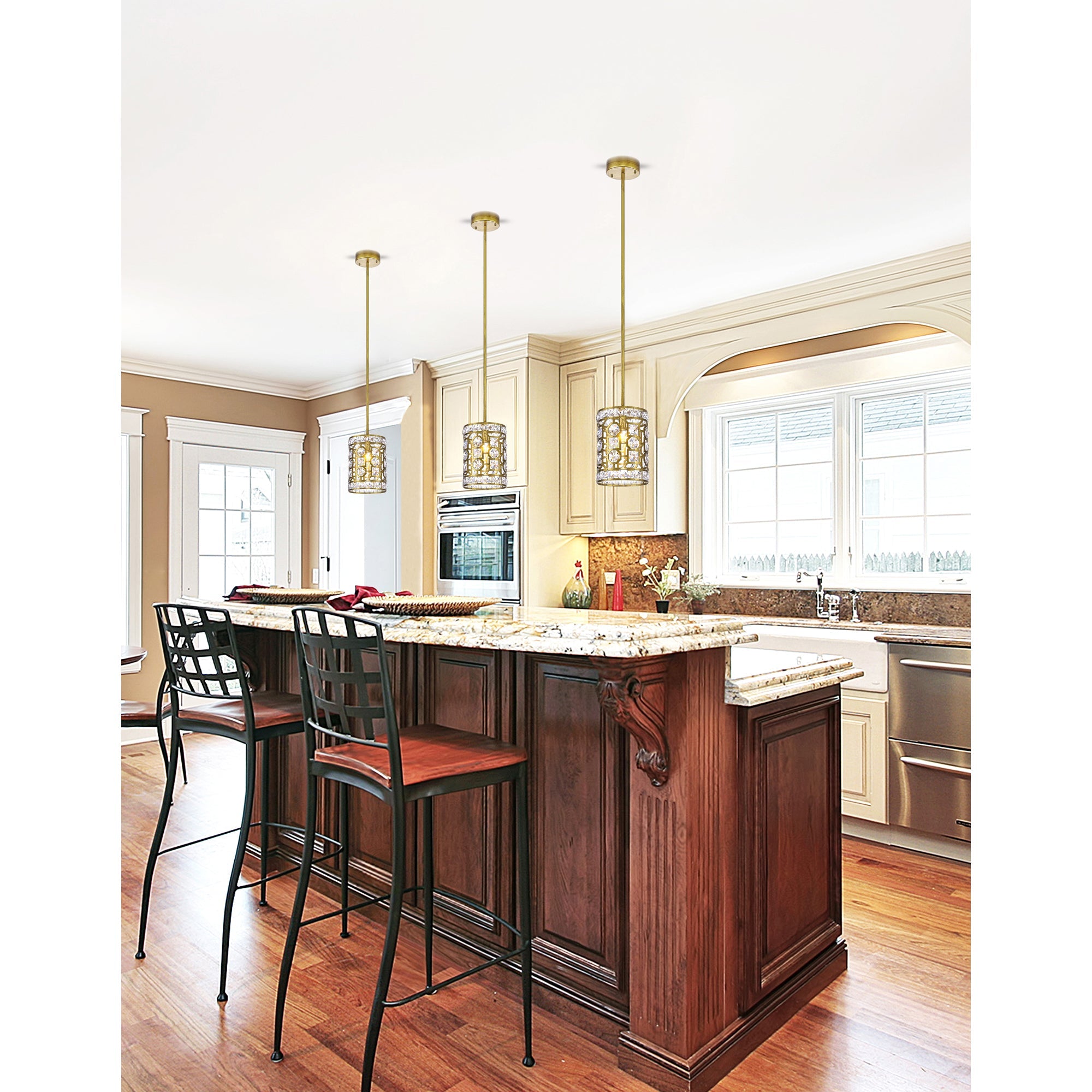 Belinda 1 Light Champagne Pendant - CWI Lighting