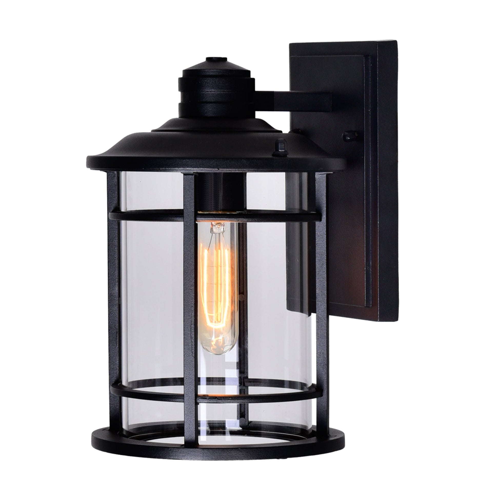 Belmont 1 Light Black Outdoor Wall Lantern - CWI Lighting