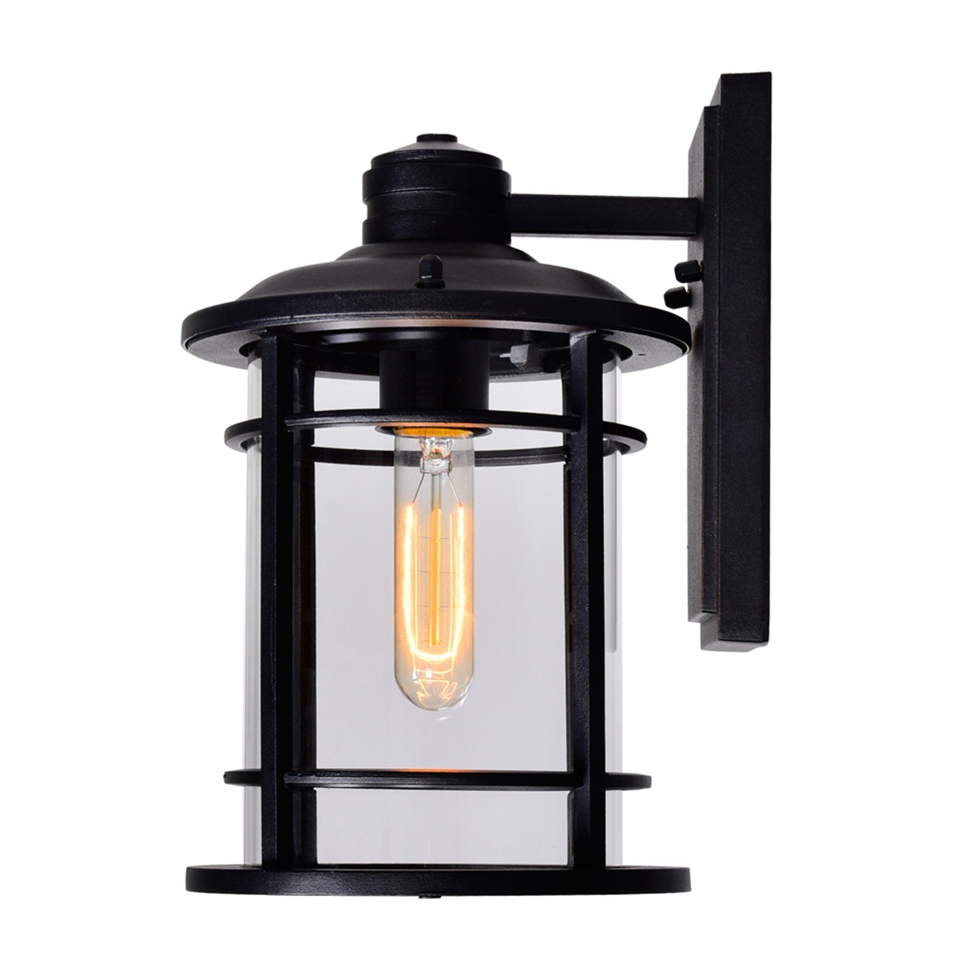 Belmont 1 Light Black Outdoor Wall Lantern - CWI Lighting