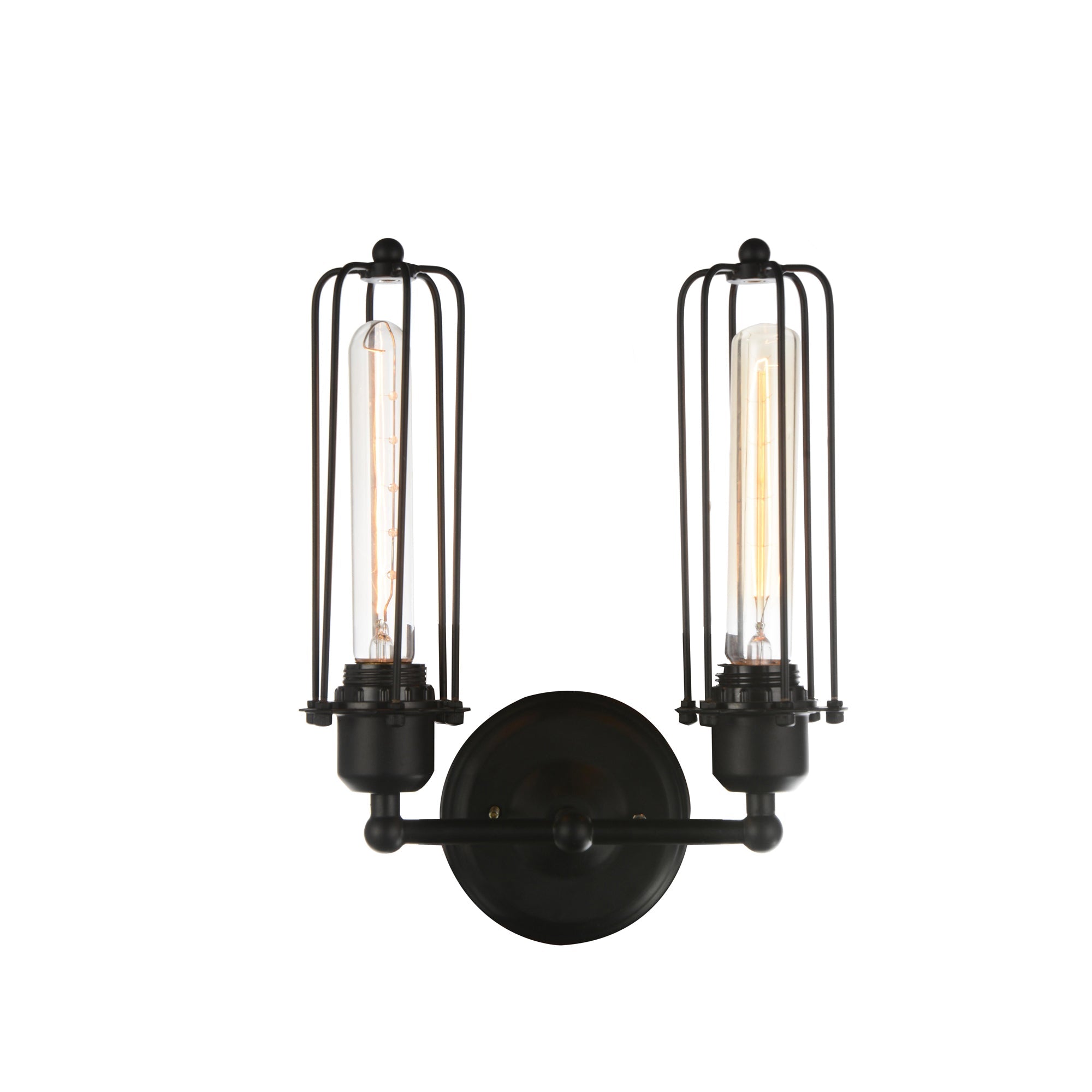 Benji 2 Light Wall Sconce With Black Finish - CWI Lighting