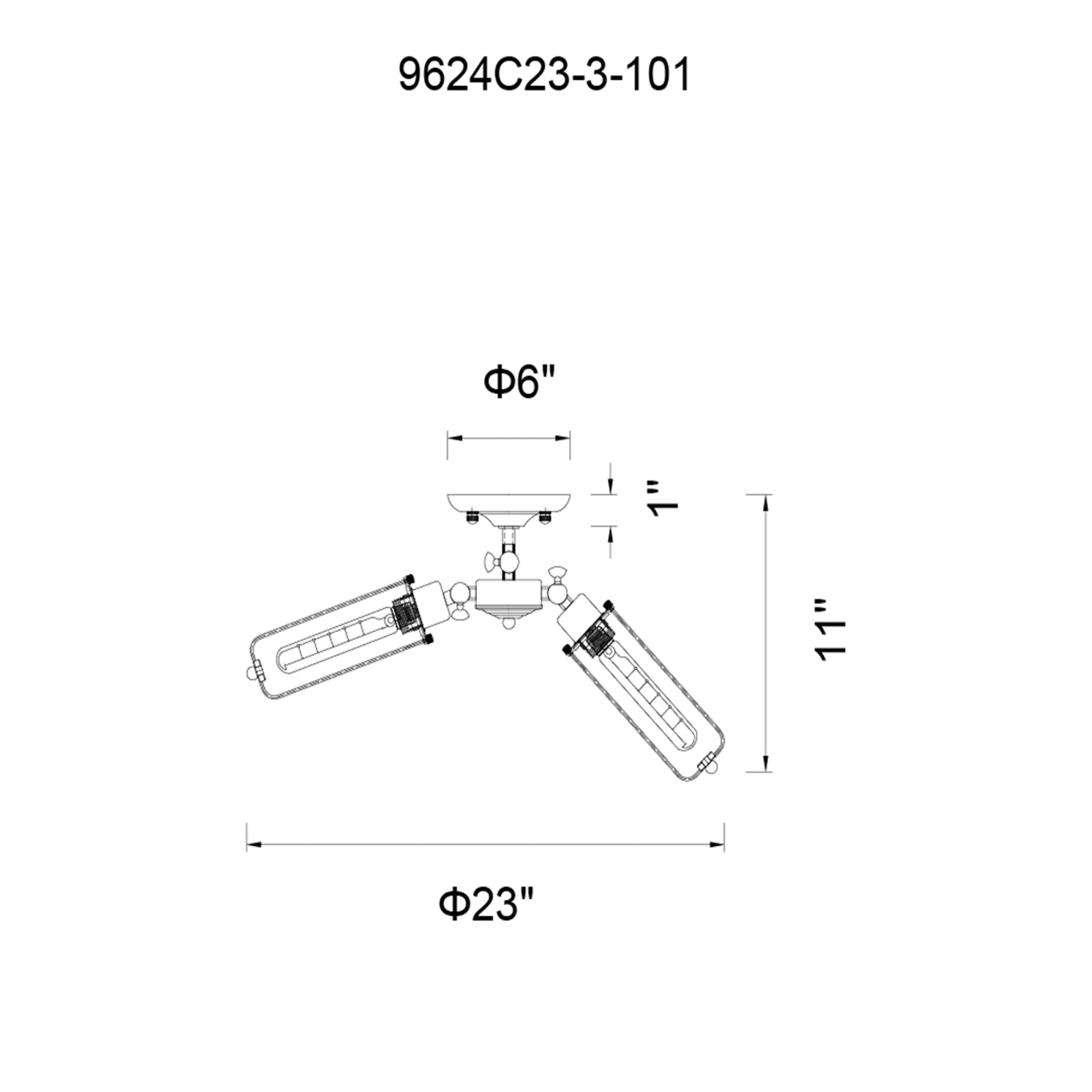 Benji 3 Light Flush Mount With Black Finish - CWI Lighting