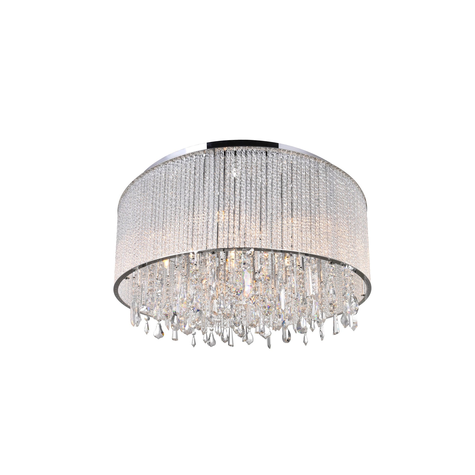 Benson 14 Light Drum Shade Flush Mount With Chrome Finish - CWI Lighting