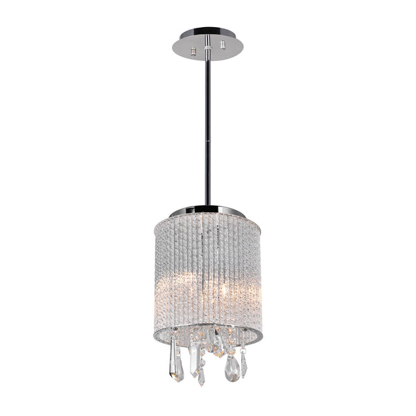 Benson 2 Light Drum Shade Mini Pendant With Chrome Finish - CWI Lighting
