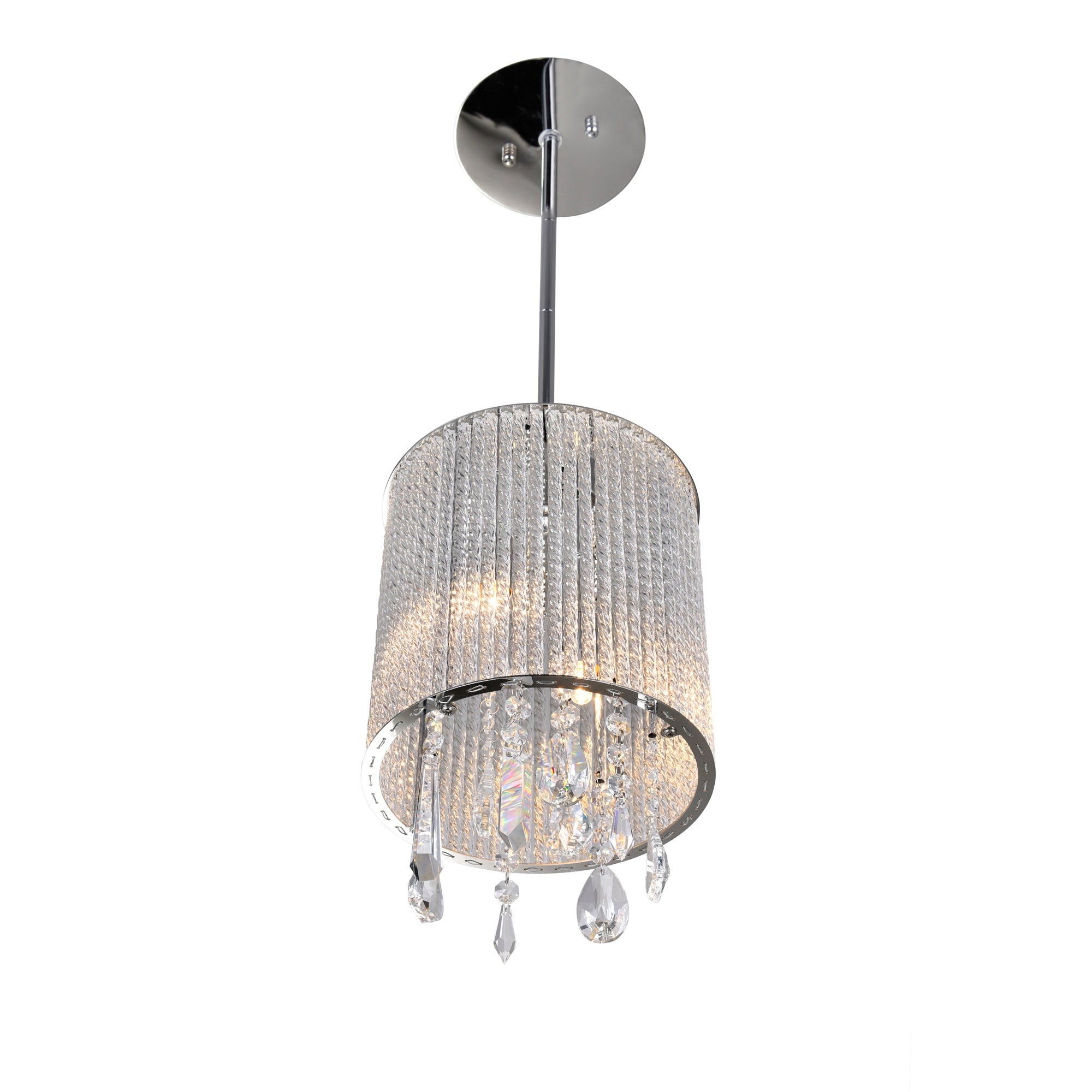 Benson 2 Light Drum Shade Mini Pendant With Chrome Finish - CWI Lighting