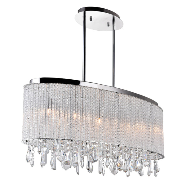 Benson 5 Light Drum Shade Chandelier With Chrome Finish - CWI Lighting