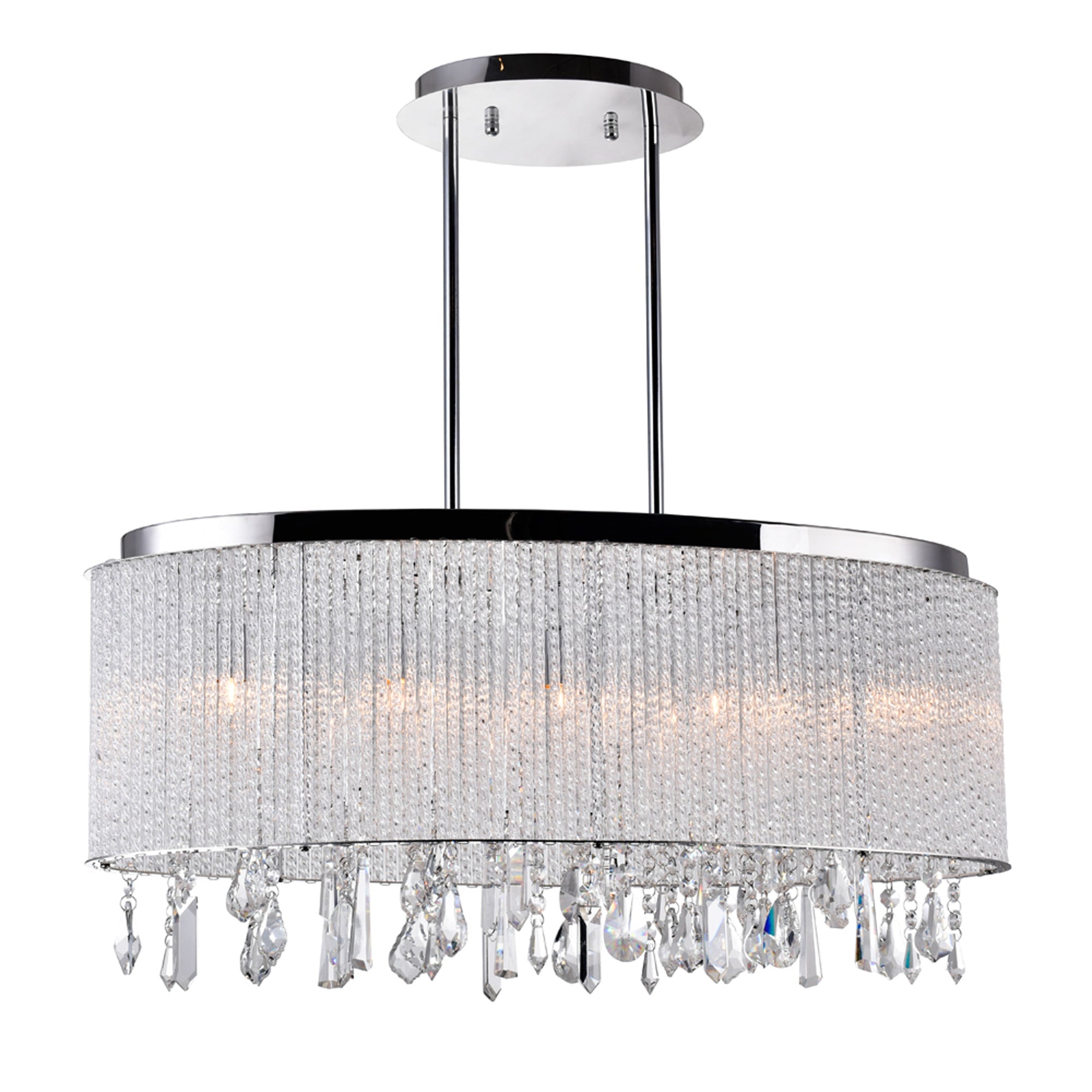 Benson 5 Light Drum Shade Chandelier With Chrome Finish - CWI Lighting